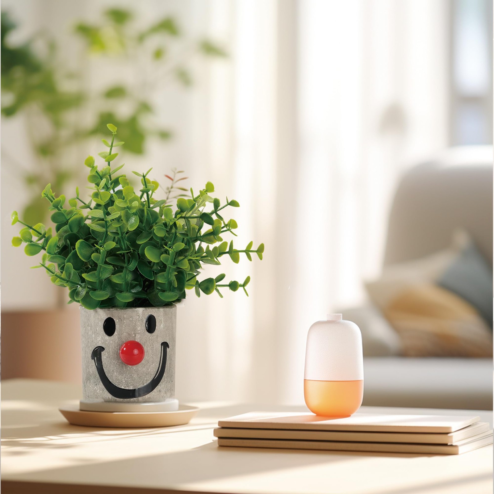 Sprmgisle Mini Potted Fake Plants Artificial Plastic Eucalyptus Green