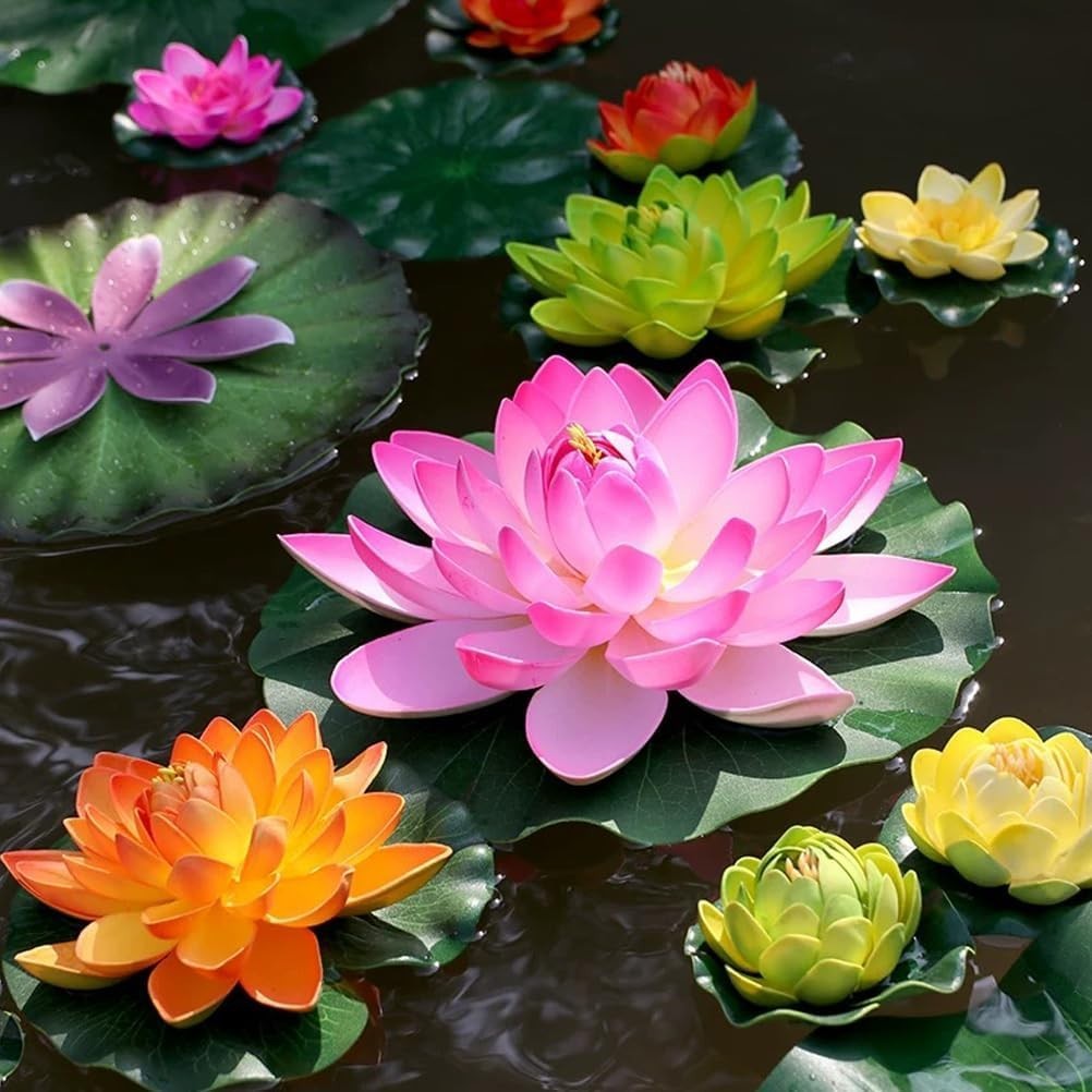 Artificial Foam Floating Lotus Pads – 14 Piece Set for Beautiful Water Features