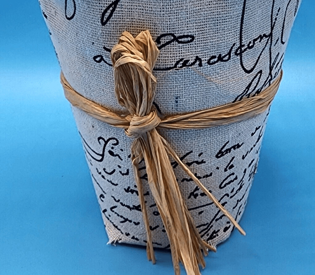 Peony Faux Floral Natural Linen Paris Themed Covered Pot 6 inch French Country