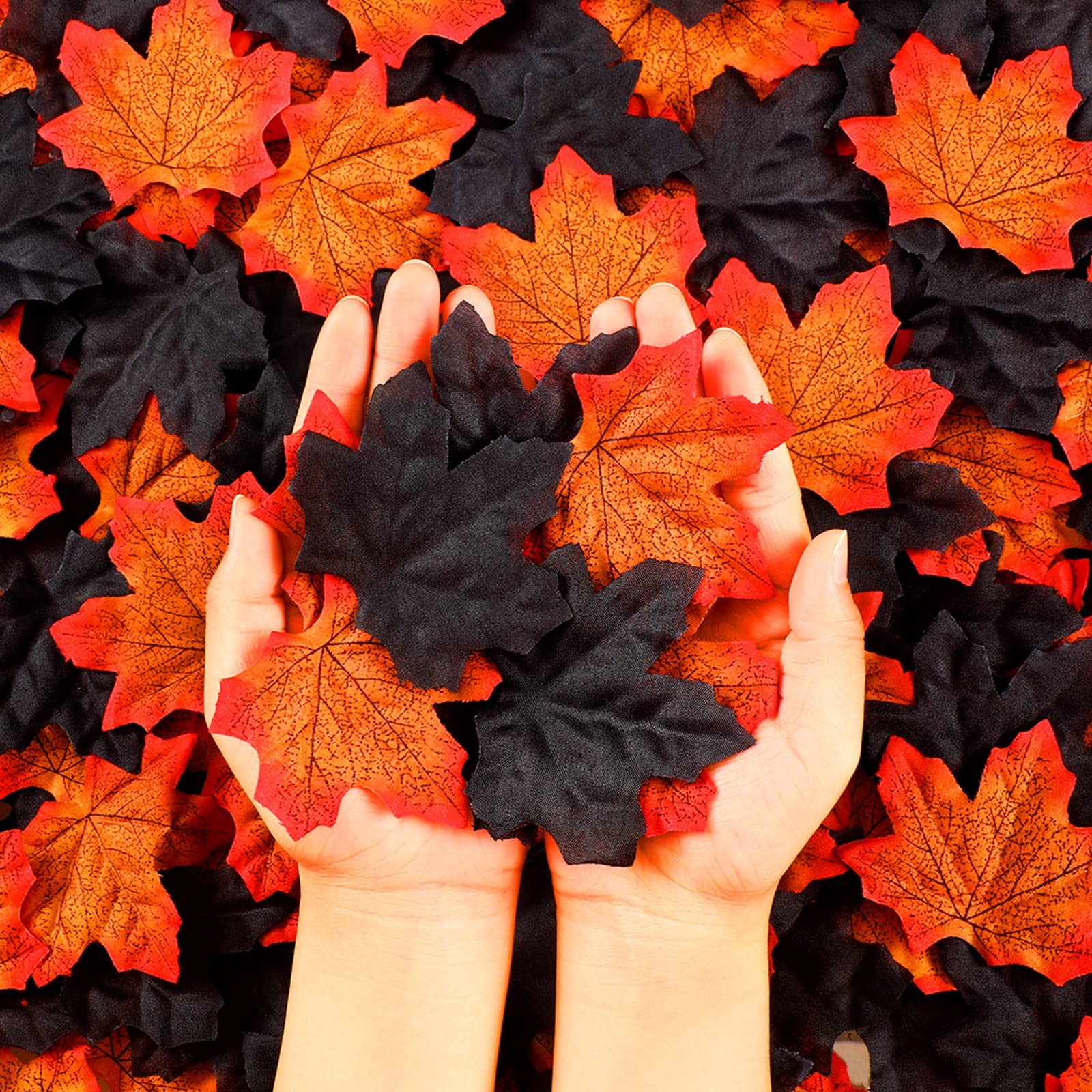 500 Pcs Artificial Fall Maple Leaves Fake Autumn Leaf 2 Assorted Colors Faux …