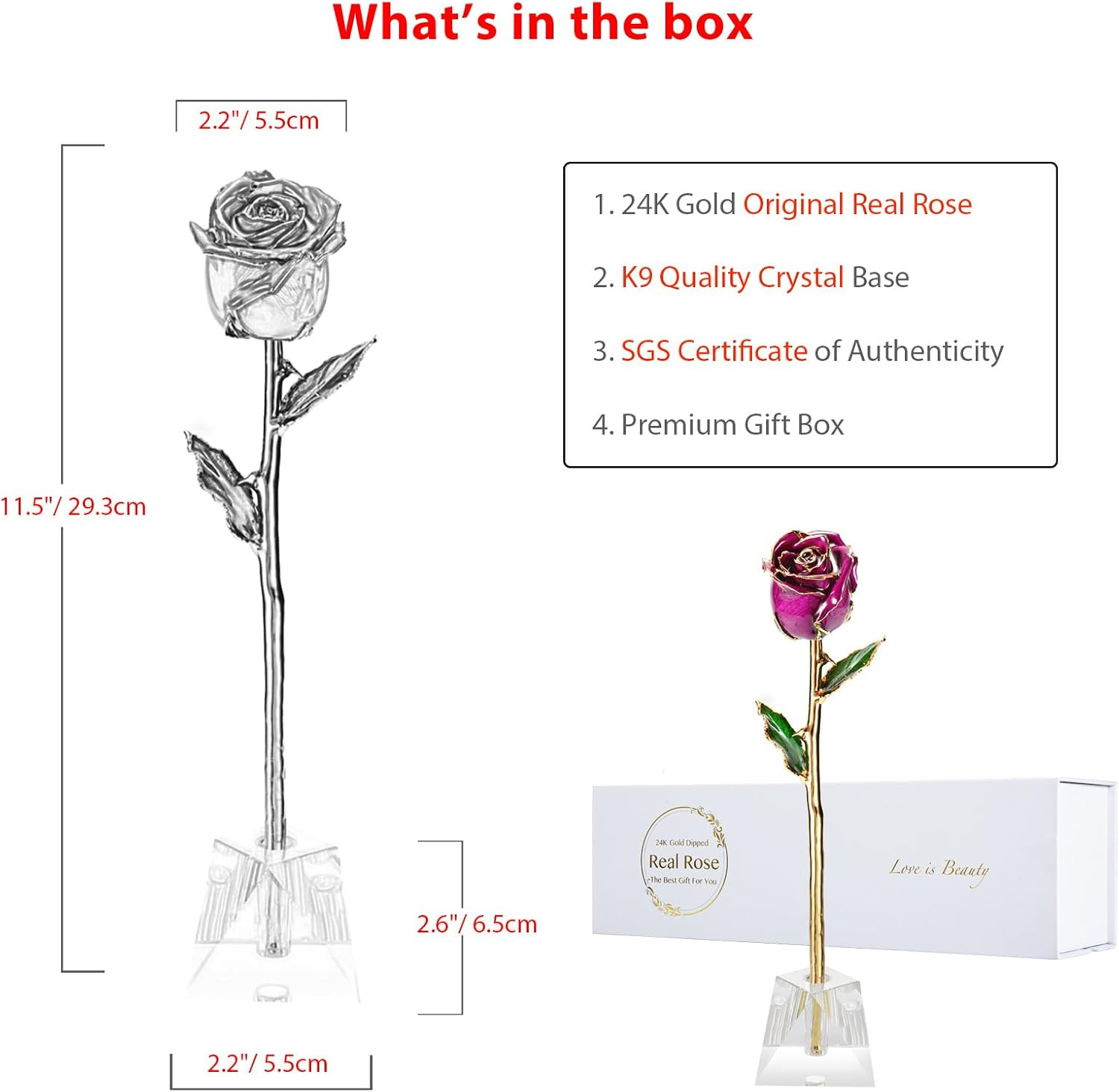 Gold Dipped Real Rose with Crystal Stand – Perfect Wedding Gift for Her