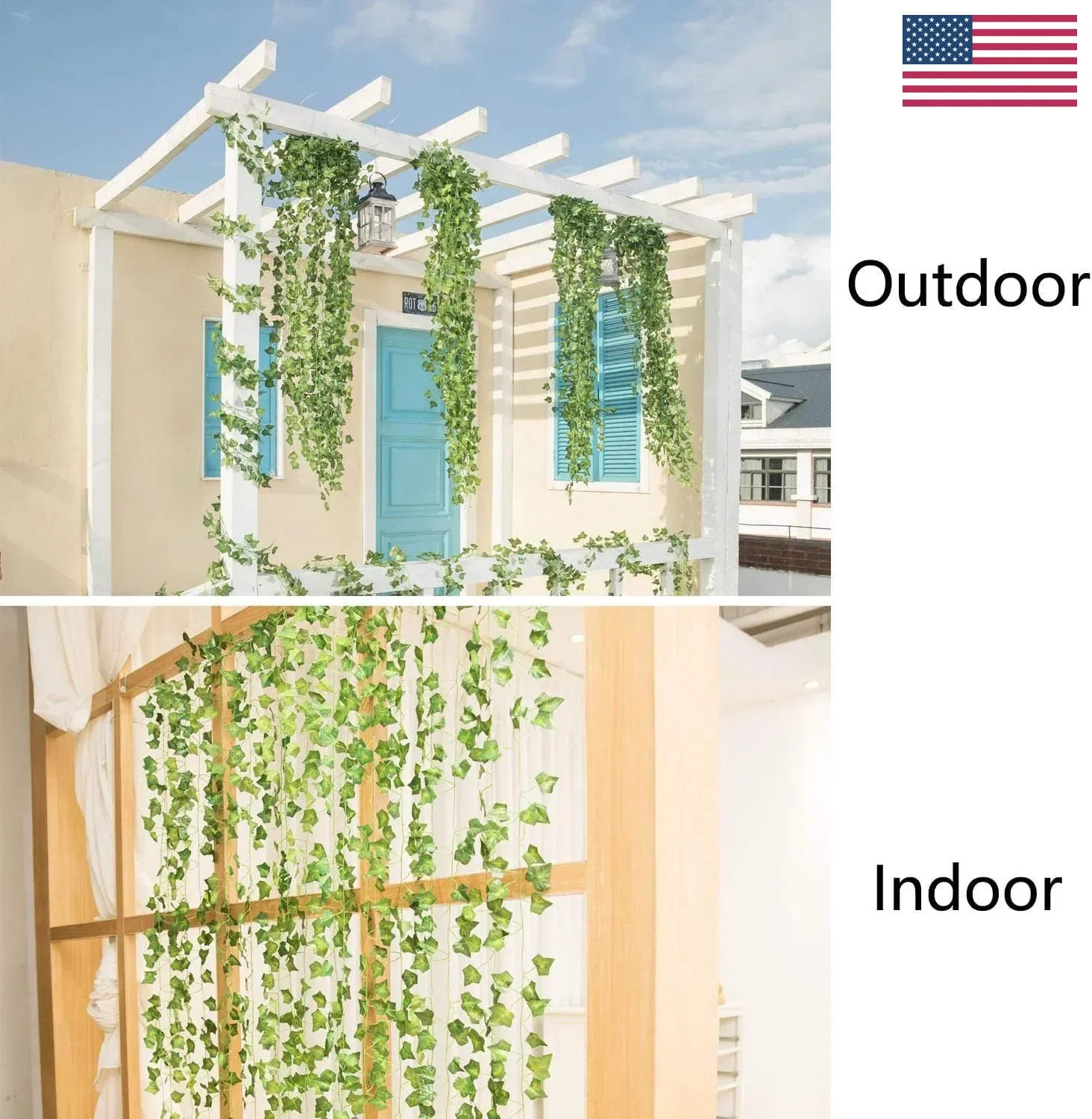 EZFLOWERY 12 Strands 84 Feet Artificial Ivy Vines Leaves, Silk Garland Fake FAST