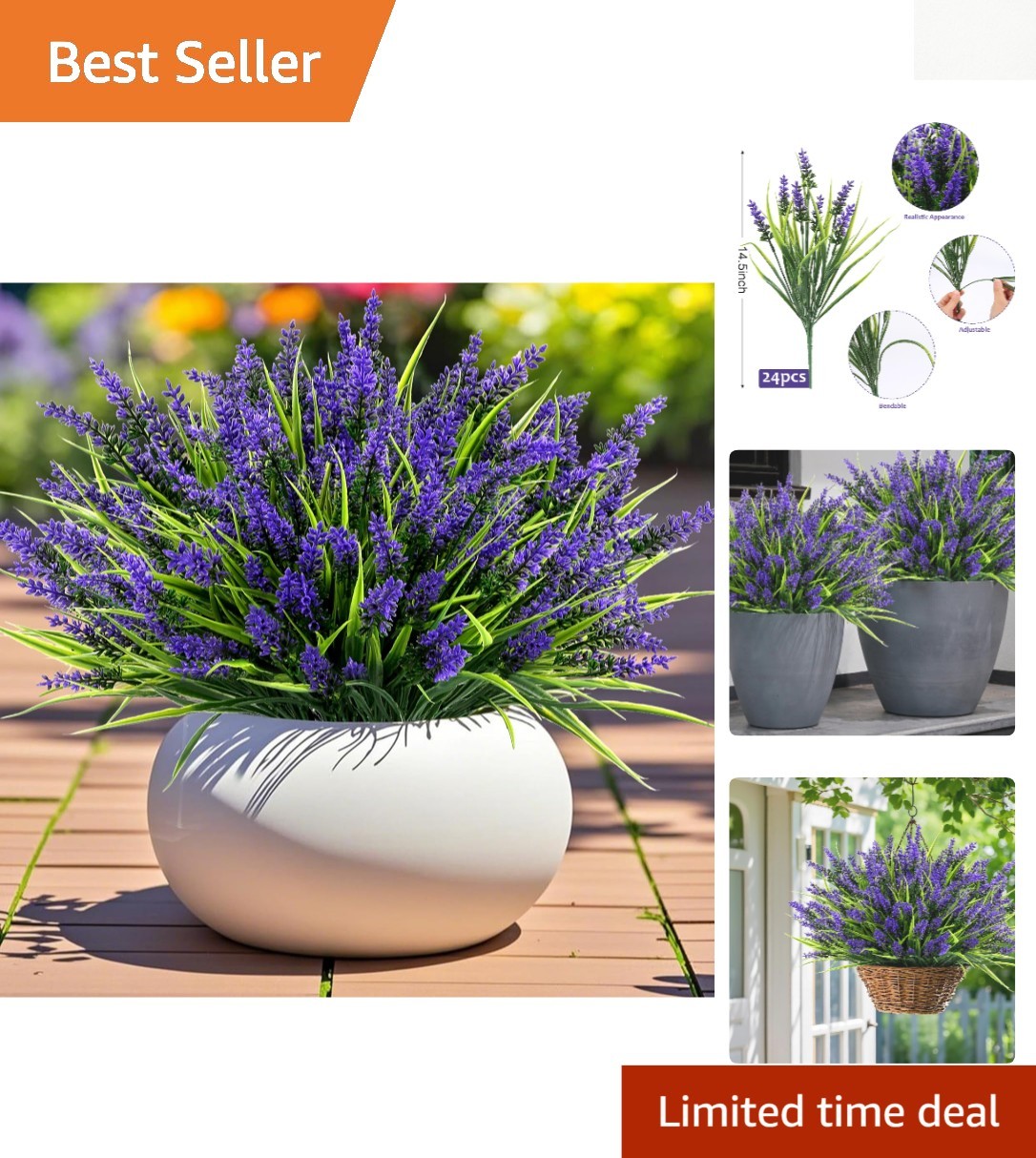 Durable and Pet-Friendly 24 Bundles of Faux Lavender Flowers for All Seasons