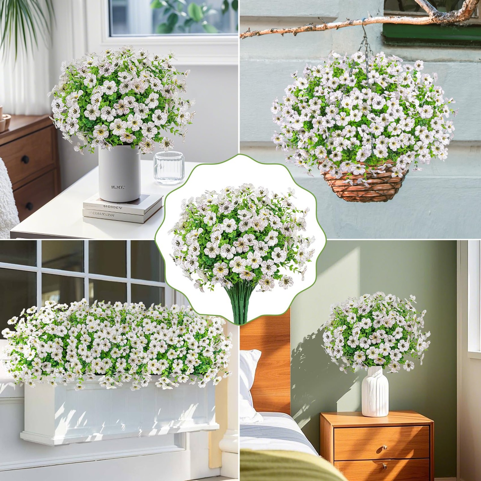 20 Bundles Artificial Flowers for Outdoors Decoration Fake Silk Flowers UV Re…