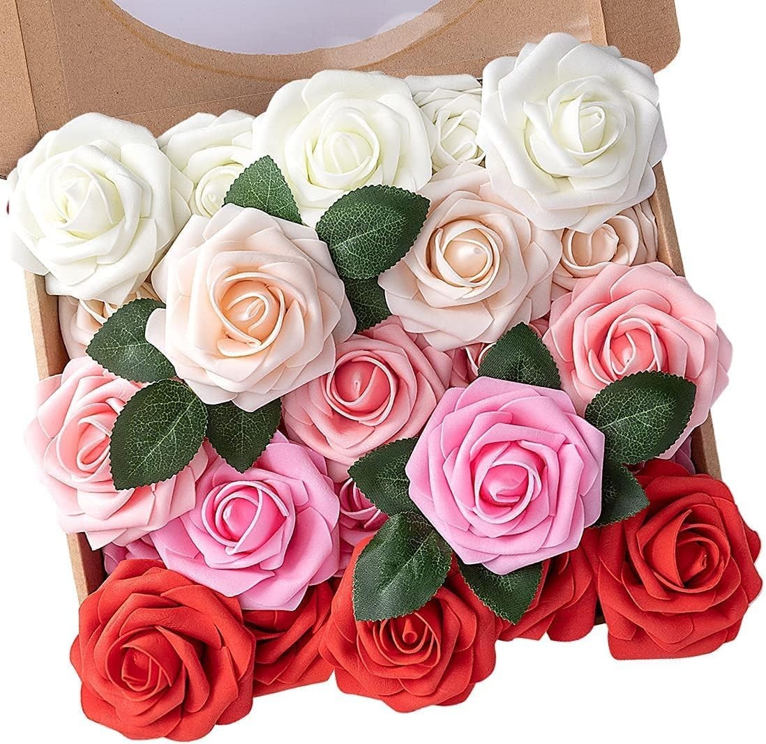 Versatile 25-Piece Artificial Roses Set – Ideal for DIY Bouquets & Centerpieces