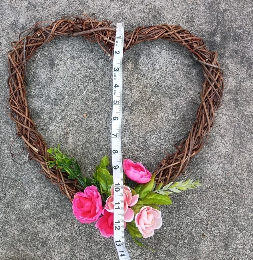 PrettyHeart Shaped Grapevine Wreath Decorated With Artificial Pink Peony Flowers