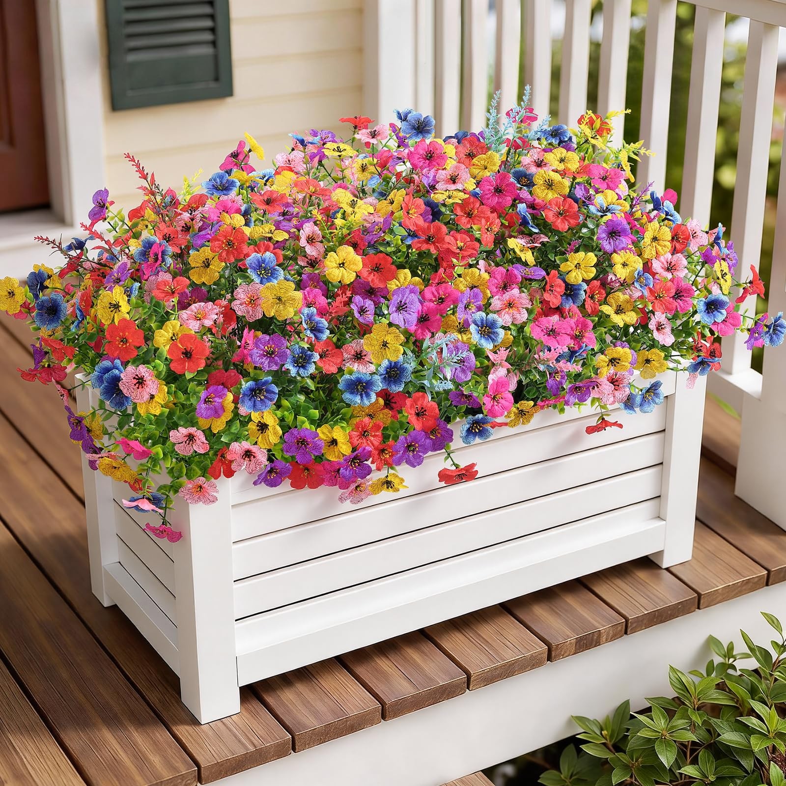24 Bundles Artificial Flowers for Outdoors UV Resistant Decor