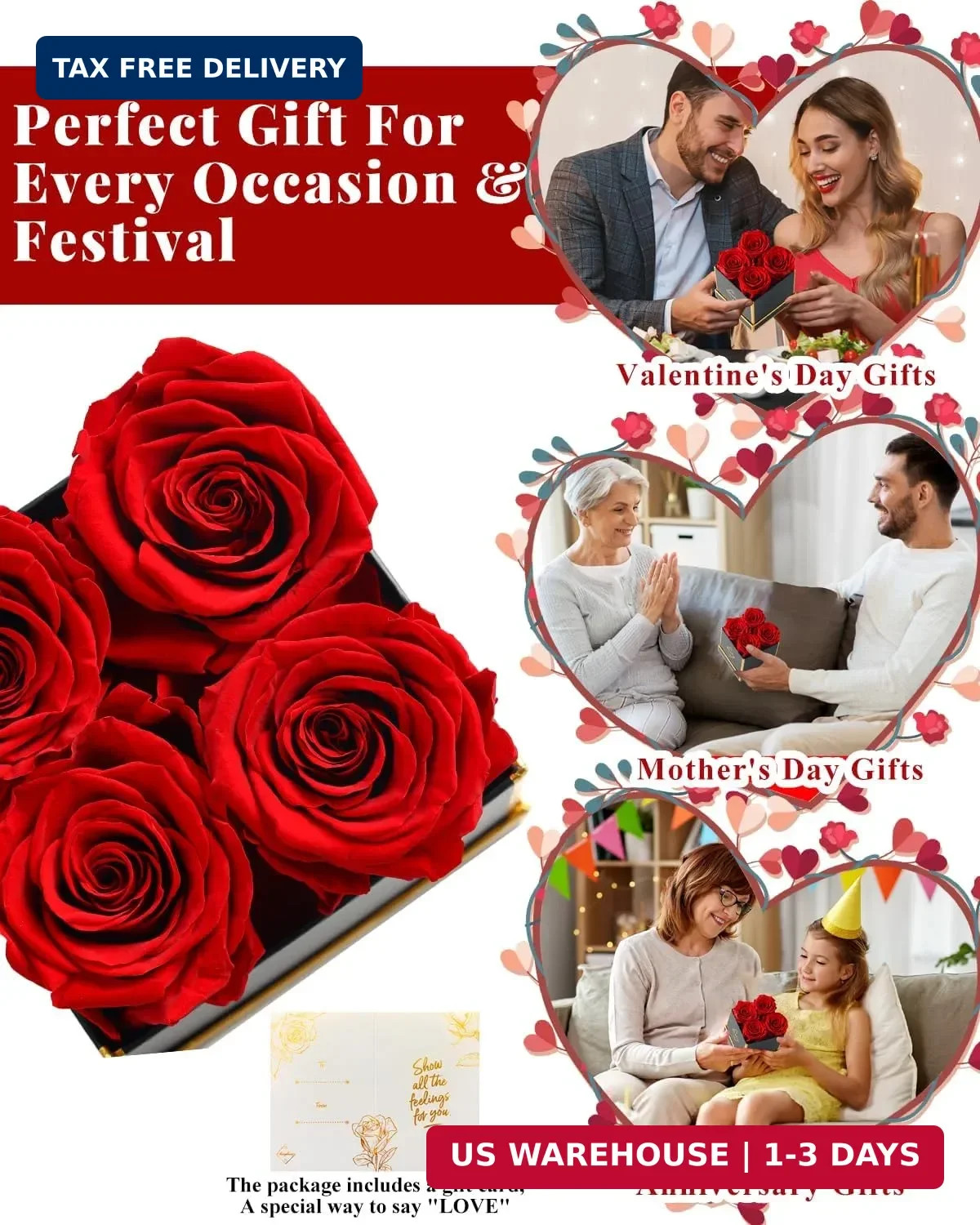 Changshunqi Forever Flowers, Preserved Roses in a Box, Eternal Rose Flowers for