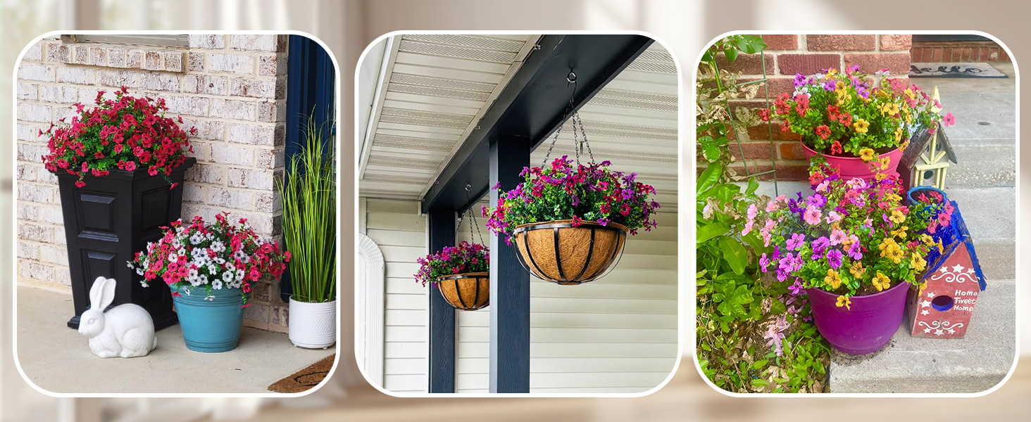 Realistic Artificial Outdoor Flowers UV-Resistant Plastic Fade Resistant Flowers