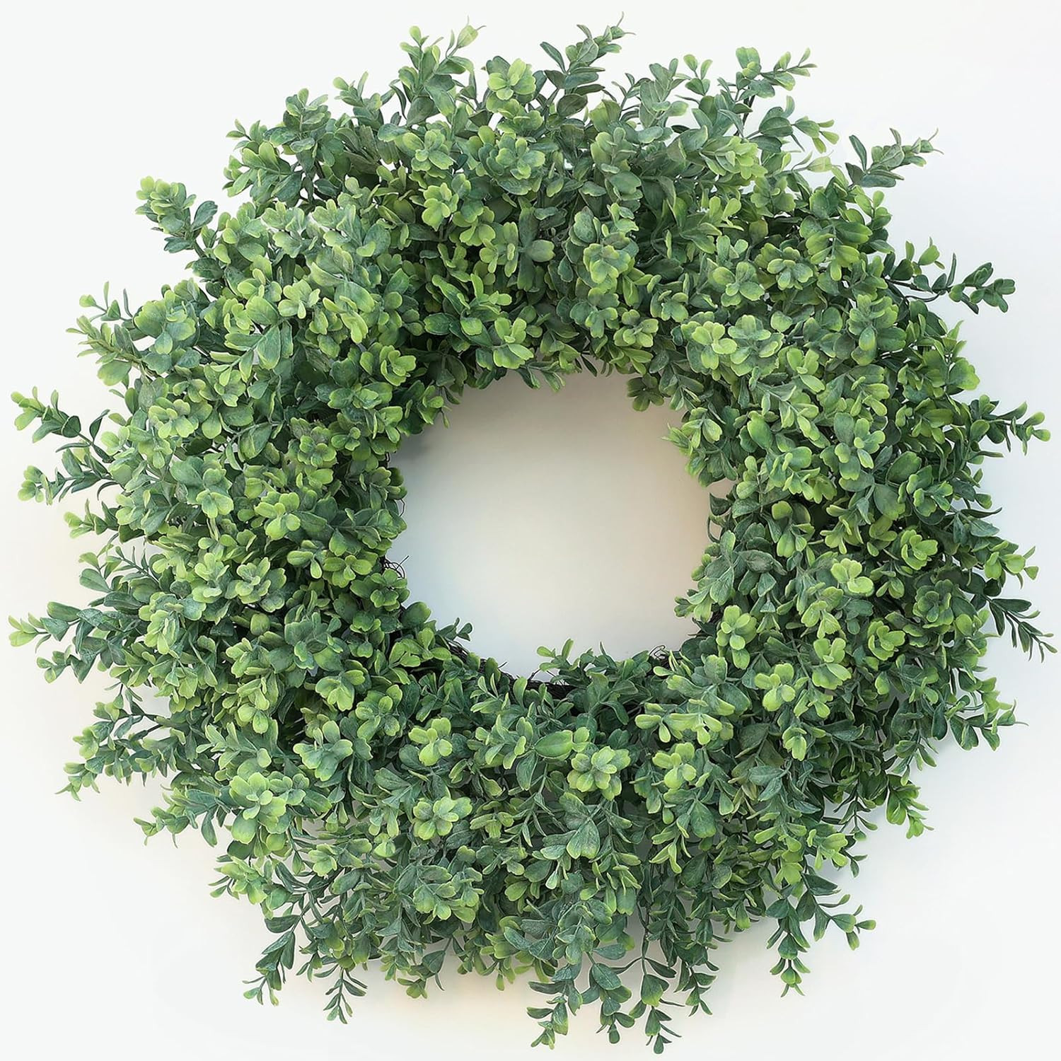 26″ Artificial Boxwood Wreath Fake Plant for Front Door Decor(Green) | Large Gre