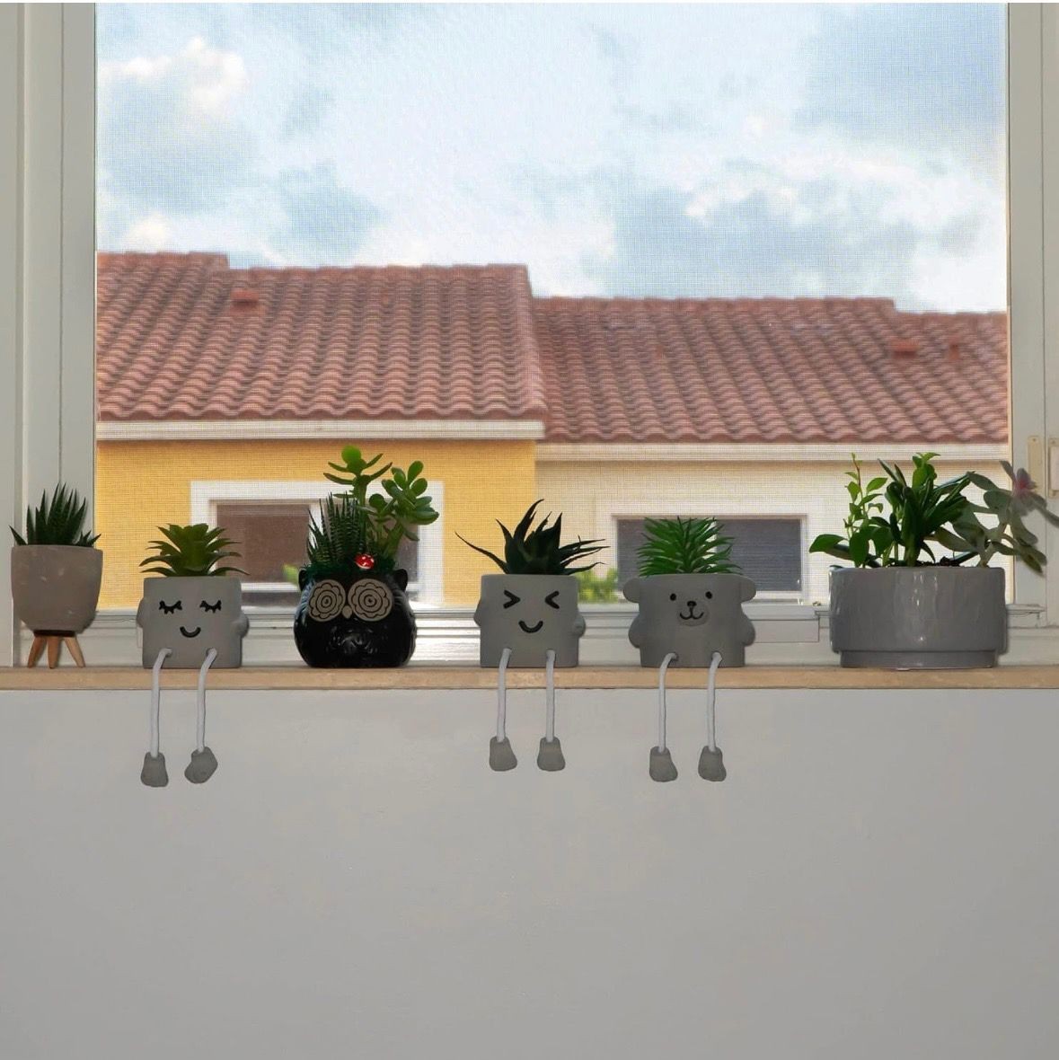 Artificial Plants 3 Pack in Square Concrete Feel Pots – Zero Maintenance 8.5 …