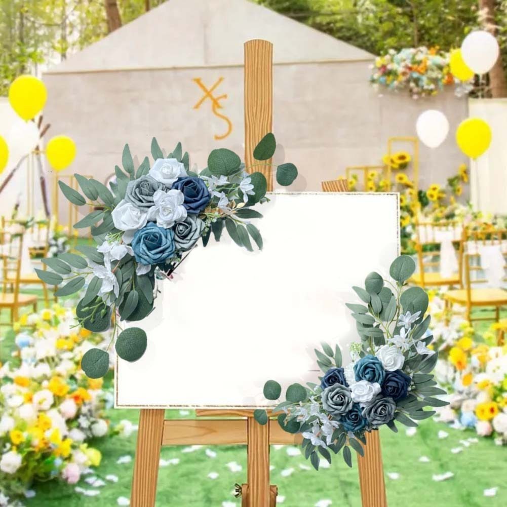 New / Dusty Blue Wedding Arch Flowers Pack Of 2 For Wedding Decoration Needs