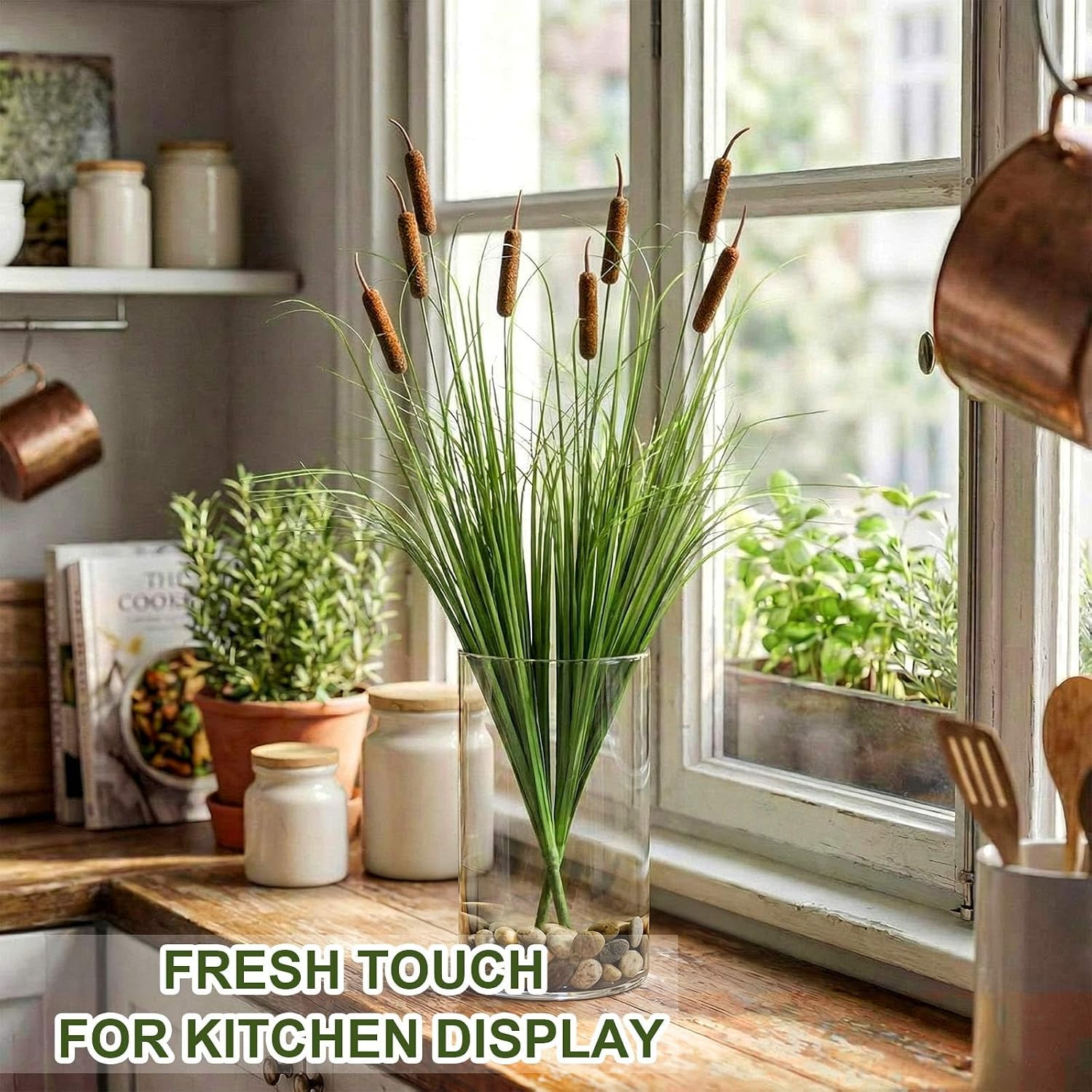 32″ Artificial Cat Tails – 2 Bundles of Brown Cattails for Home Decor