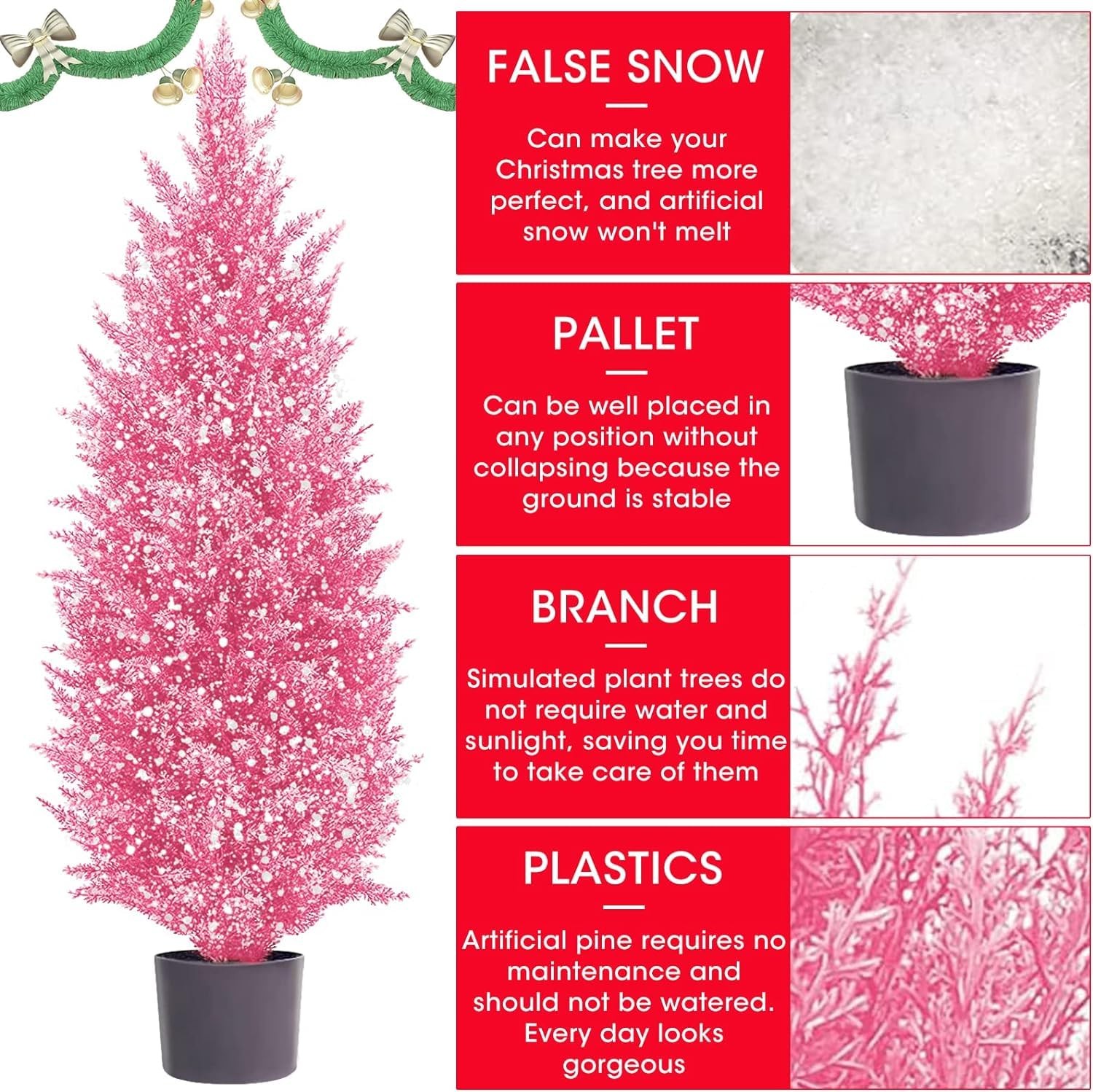 Pink Artificial Cedar Pine Tree Silk Tree Arborvitae Tree Perfect Faux Plants…