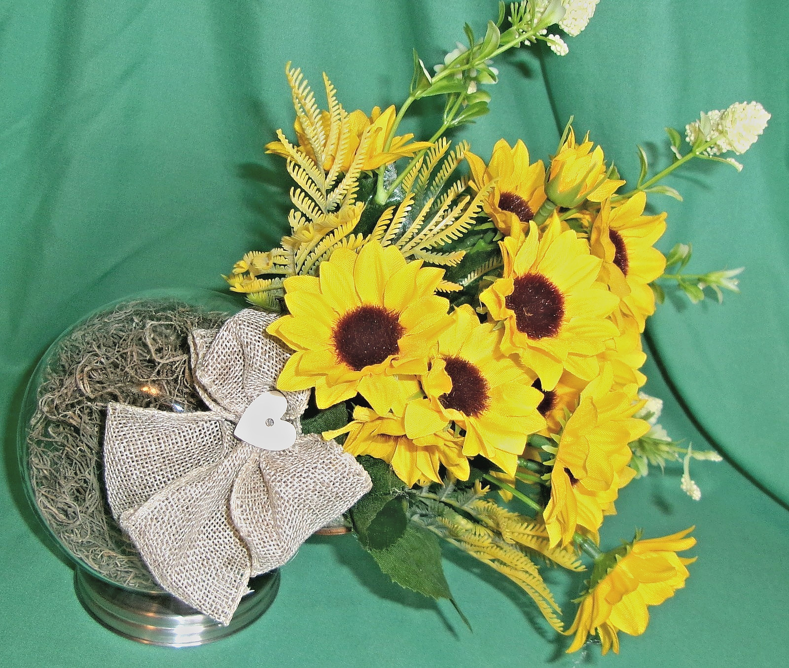 Sunflower Arrangement Tilted Silk Floral Decoration Counter Table Top NEW