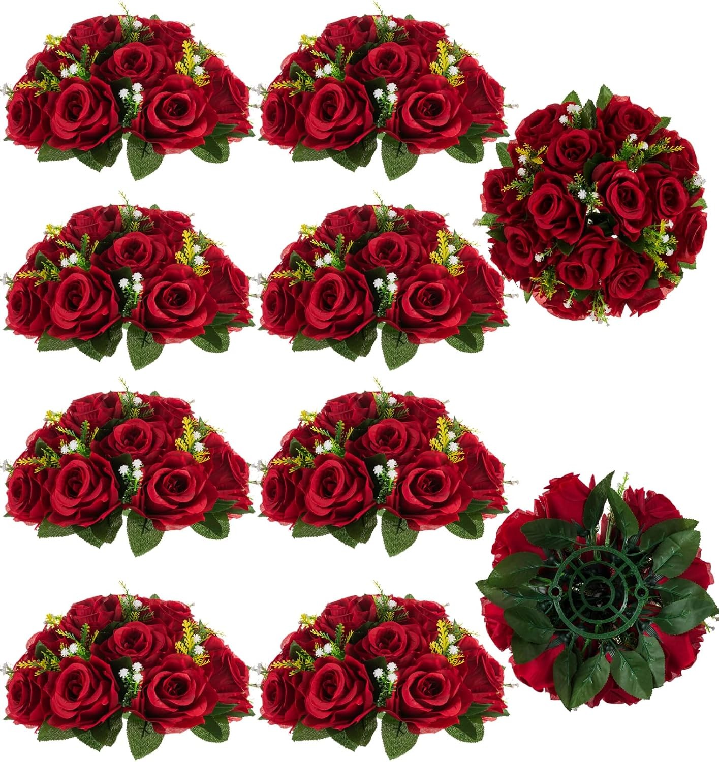 Flower Centerpieces for Tables Wedding: 10 Pcs Crimson Red Artificial Rose