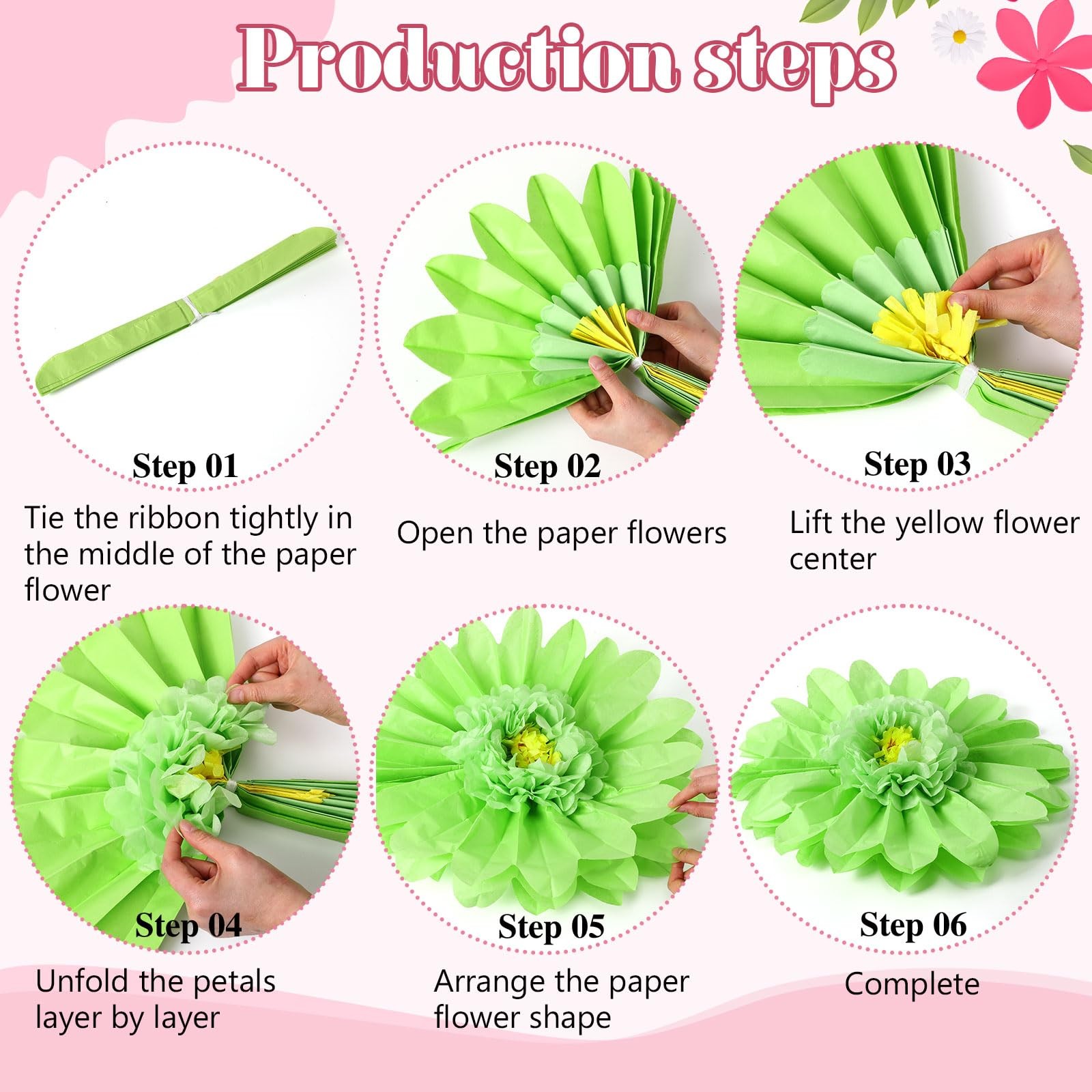 Tissue Paper Flowers 12 PCS Large Pastel 20/8 Inch Giant Rainbow Color