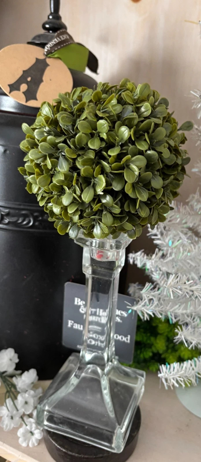 4.5″ Green FAUX BOXWOOD ORB Ball GREENERY Topiary Decor Plant Plastic