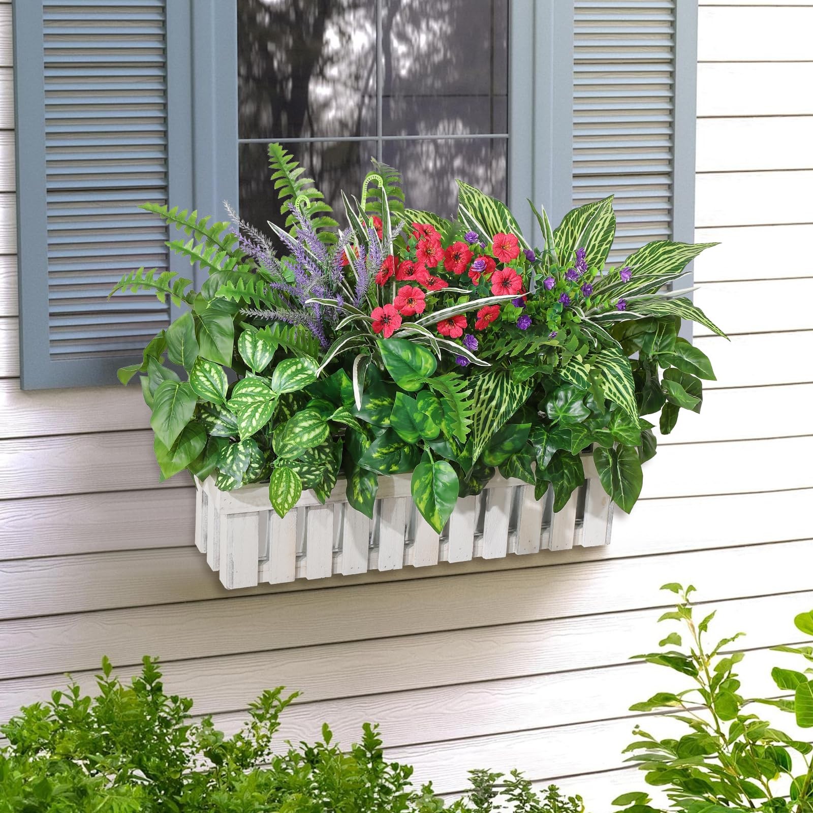 Best Pertivery Outdoor Faux Plants,12 Bouquets Artificial Plants UV Resistant