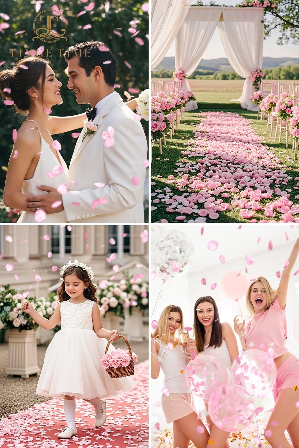 TINGE TIME 200pcs Silk Rose Petals Pink Flower Petals for Wedding, Flower Gir…