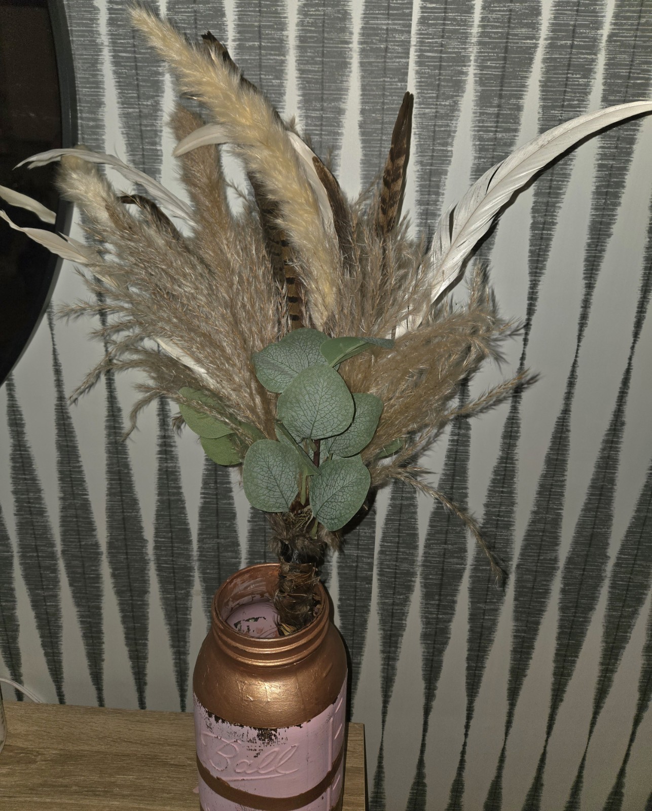 Handmade Boho Pampas & Feather Faux Floral Bouquet | Rustic Farmhouse Decor New