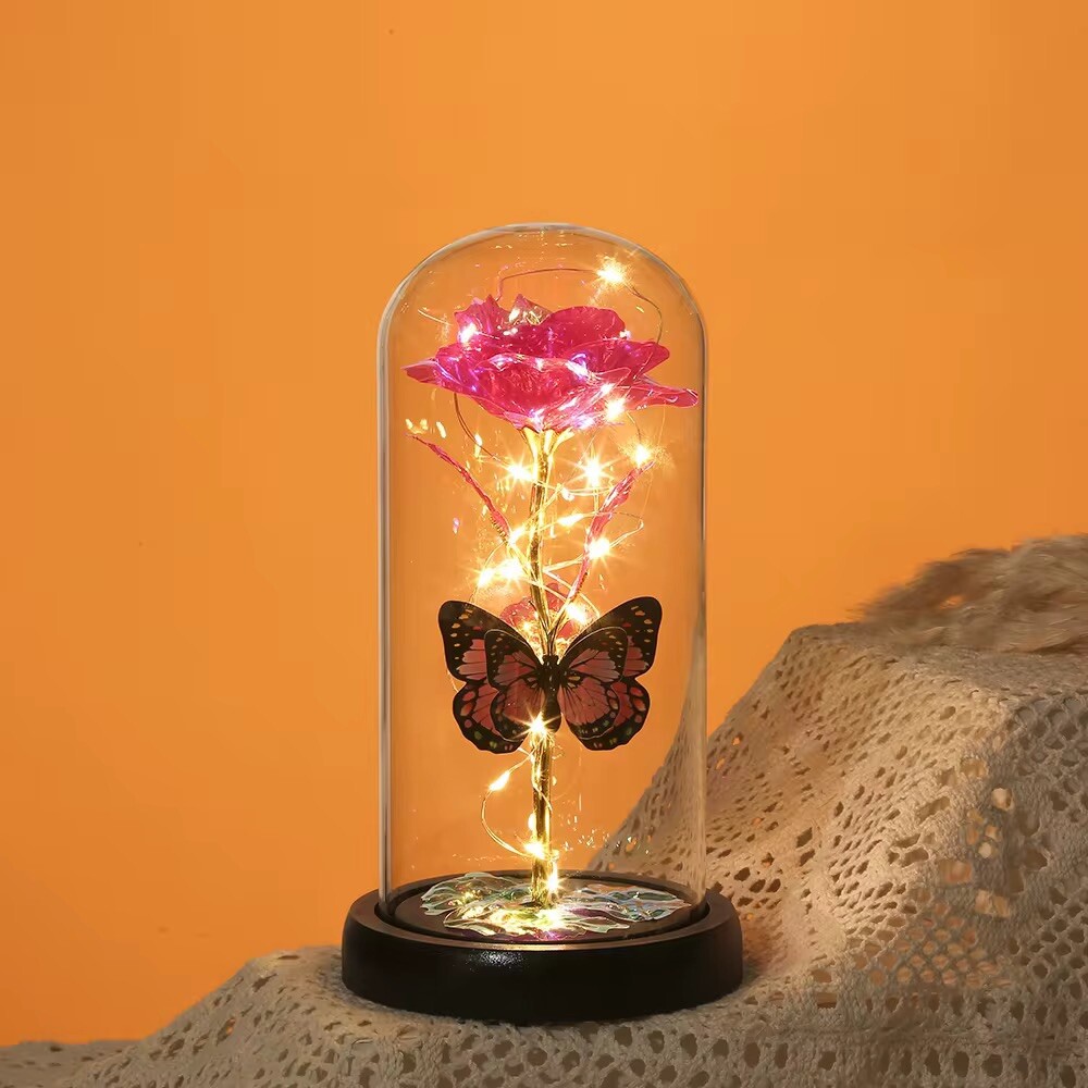 Eternal Forever Galaxy Rose Flower In Glass Dome LED Light Valentine’s Day