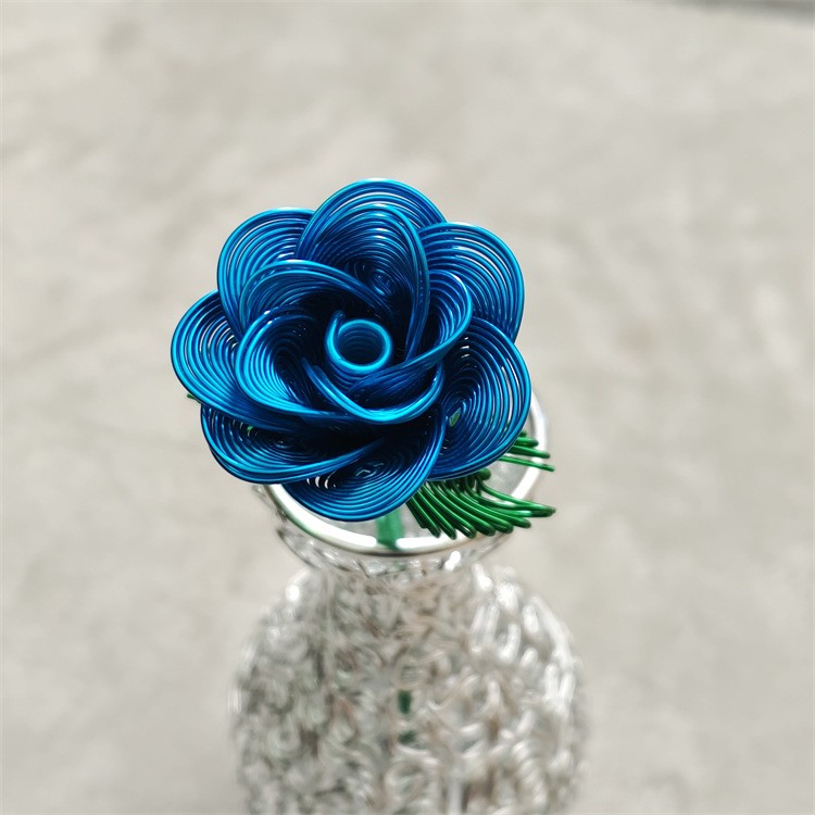 3Pcs Metal Aluminum Wire Woven Small Rose Model, Metal Aluminum Wire Handicraft