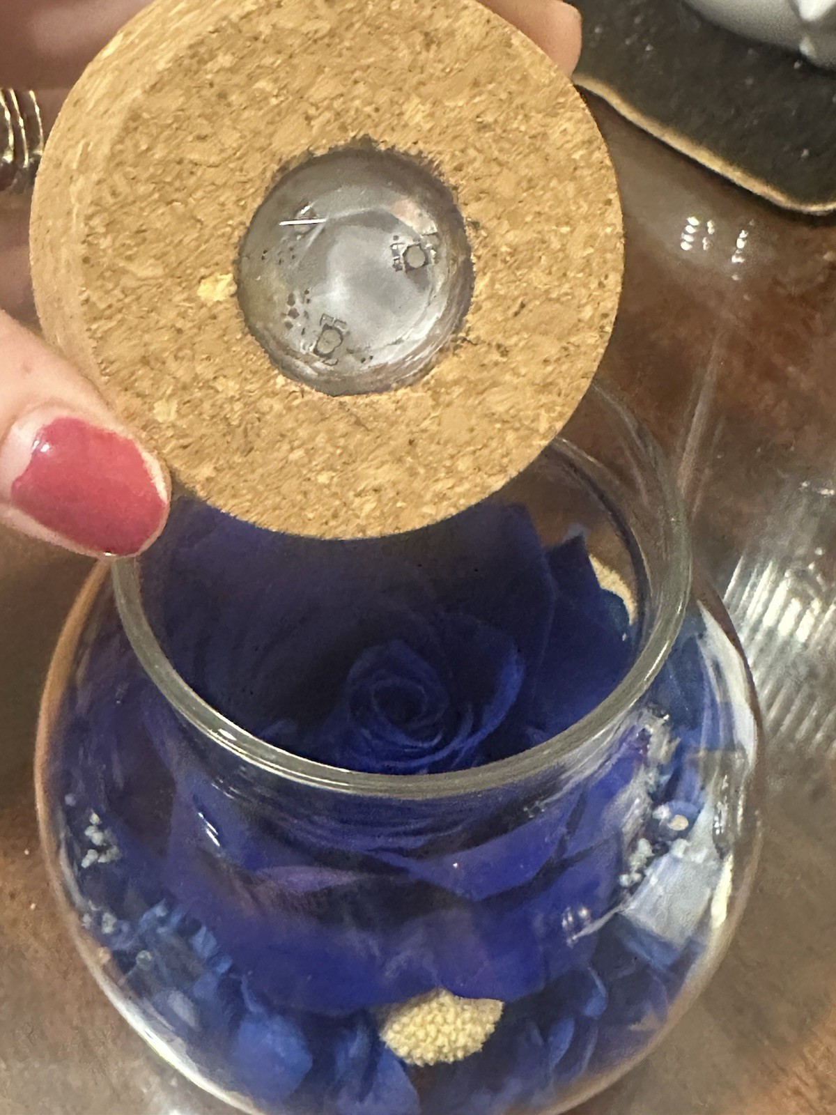 Blue wishing rose/eternal rose with light decoration
