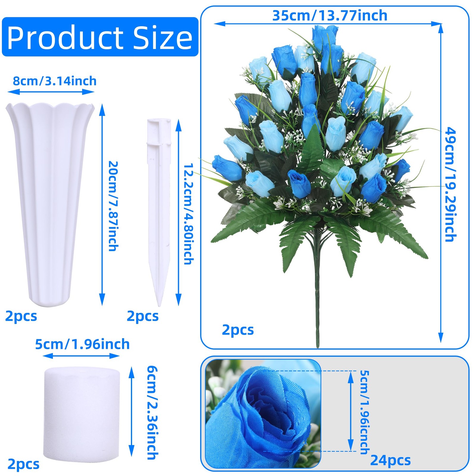 Lodou Artificial Cemetery Flowers,Outdoor Grave Decorations Roses,Arrangement…