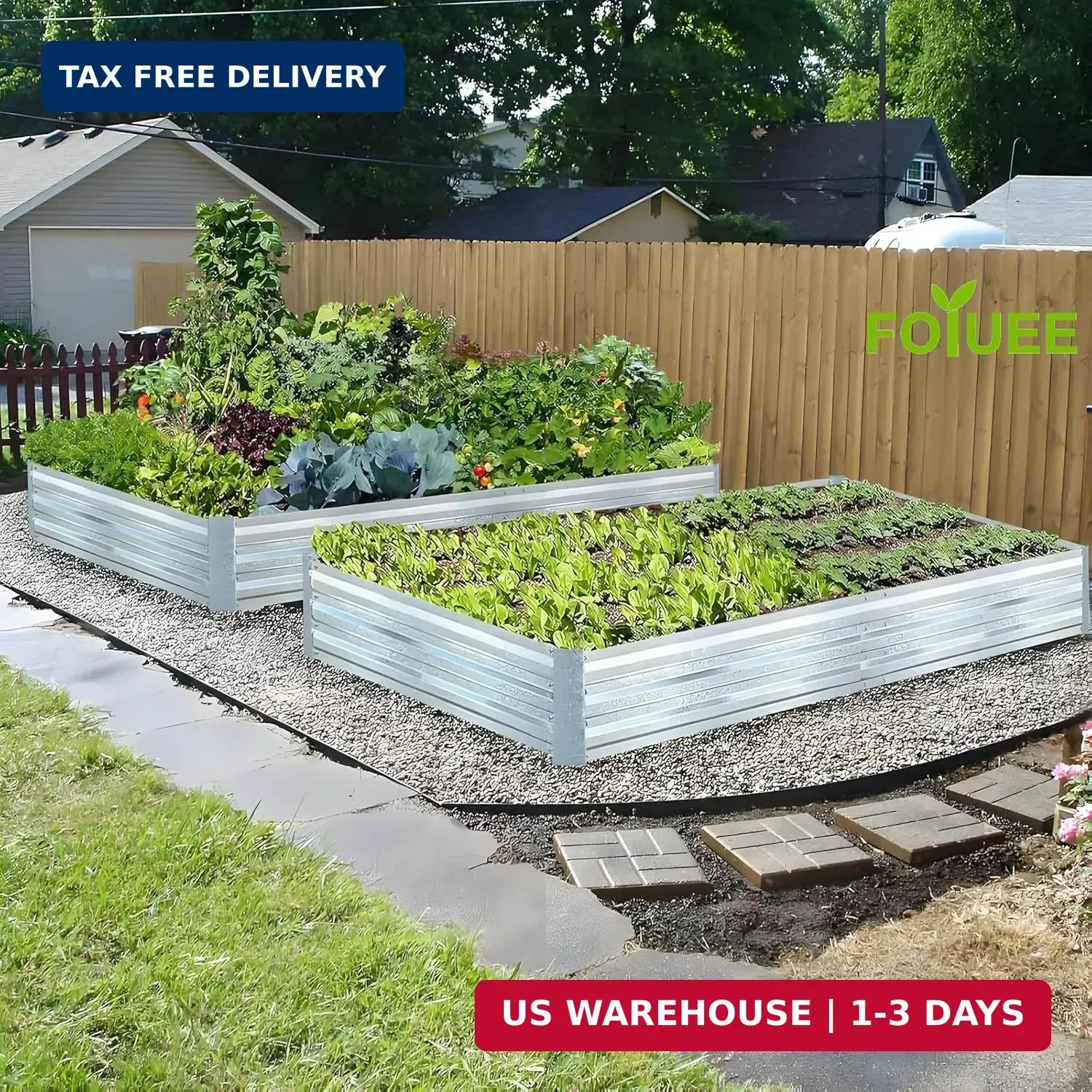 Galvanized Raised Garden Beds 2-Pack (8x4x1ft Each) – Overlapping 4-Inch Panels