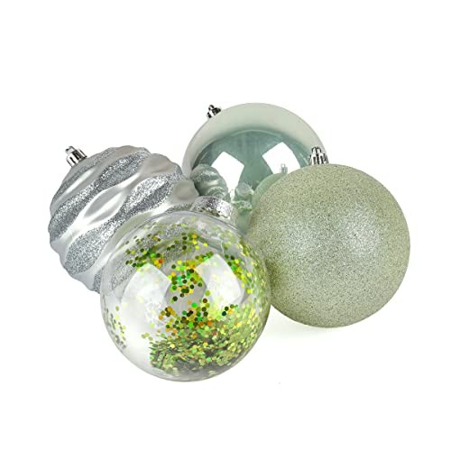 First Traditions Christmas Tree Ornaments, Glittery White, Silver, and Teal