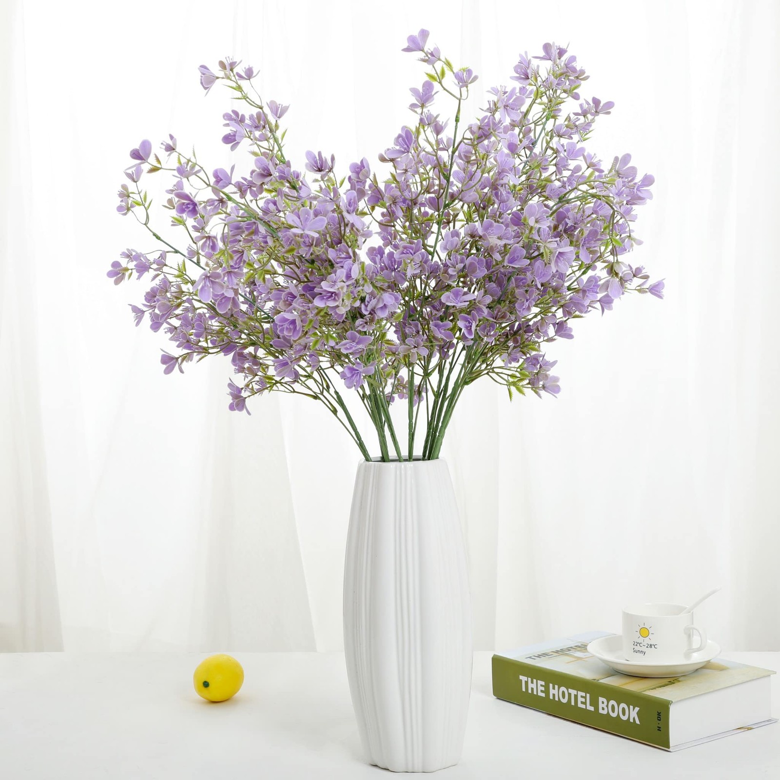 29” Forget-Me-Not Artificial Flowers Faux Bouquet Long Stems for Tall Vase, D…