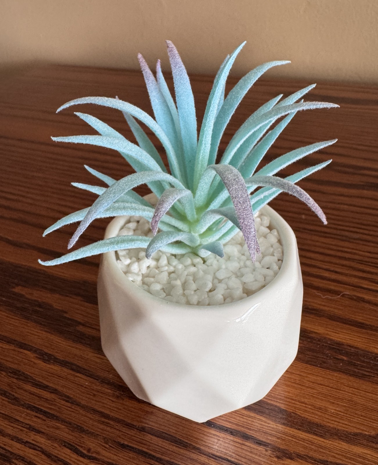 VIVERIE 4-Pack Mini Artificial Succulents ~ Blue Plants w/White Ceramic Pots NEW