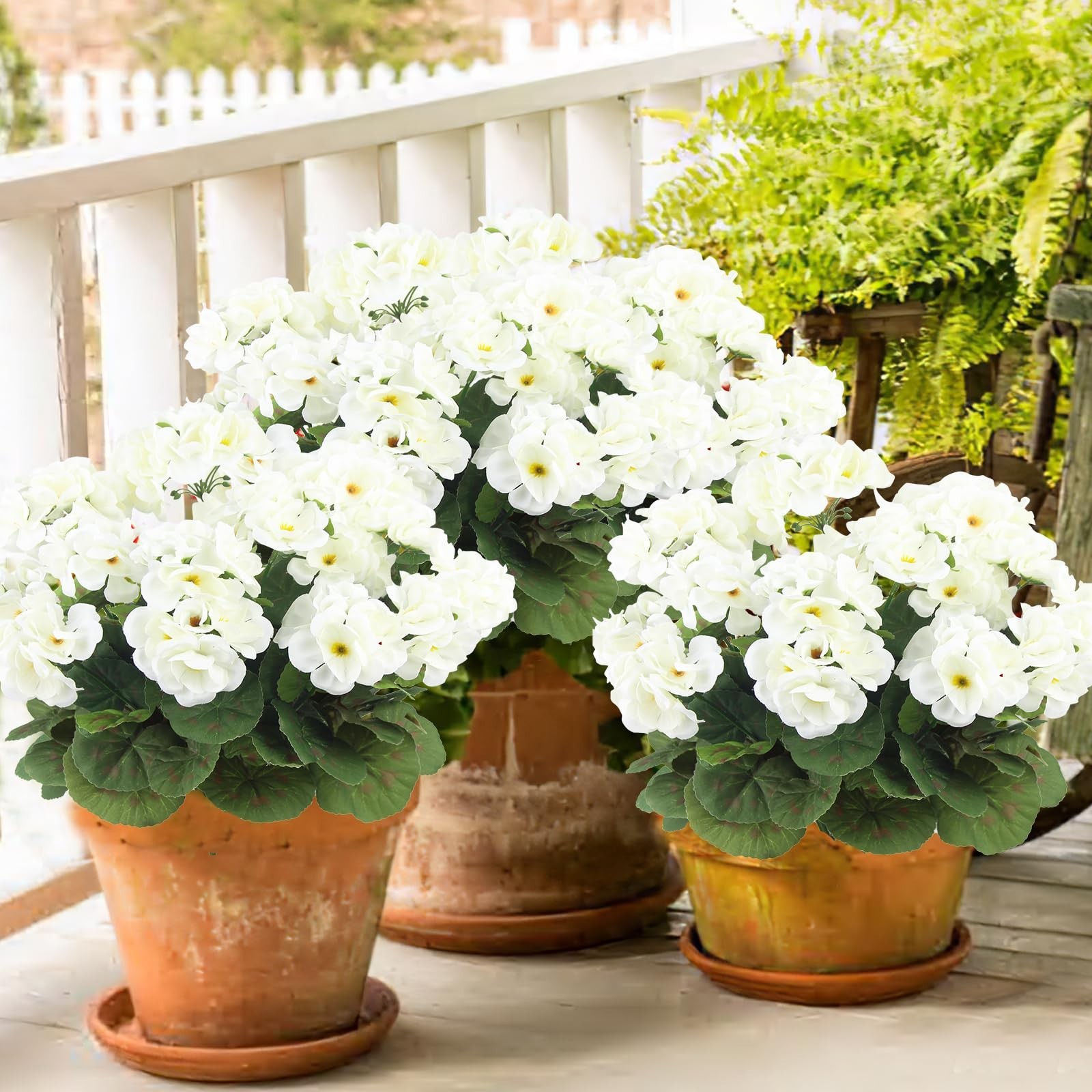 3 Pcs UV Resistant Artificial Geraniums – Silk Faux Flowers for Garden, Home Dec