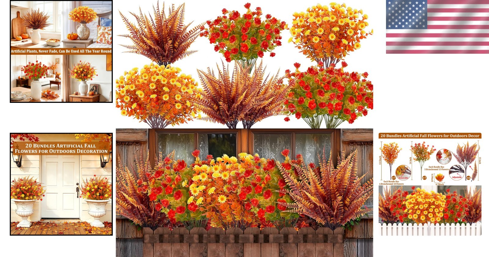 Realistic 20 Bundle Fall Floral Set – Perfect for Thanksgiving & Seasonal Decor