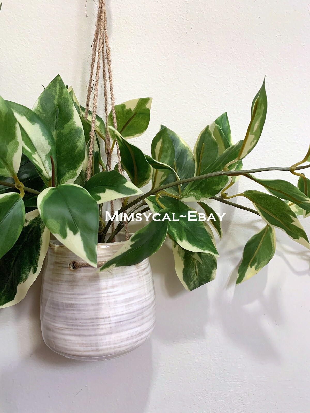 Hearth & Hand with Magnolia Hanging Ceramic Pot and 8″ Faux Hoya Leaf Plant NEW