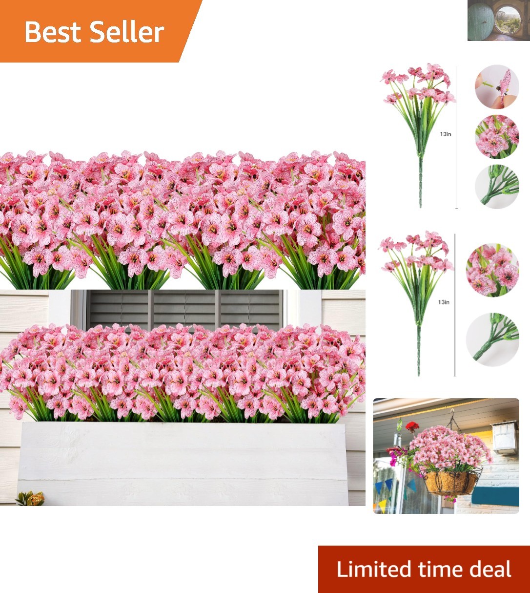Faux Flowers Bundle Set – 20 UV Resistant Pink Arrangements for Every Occasion