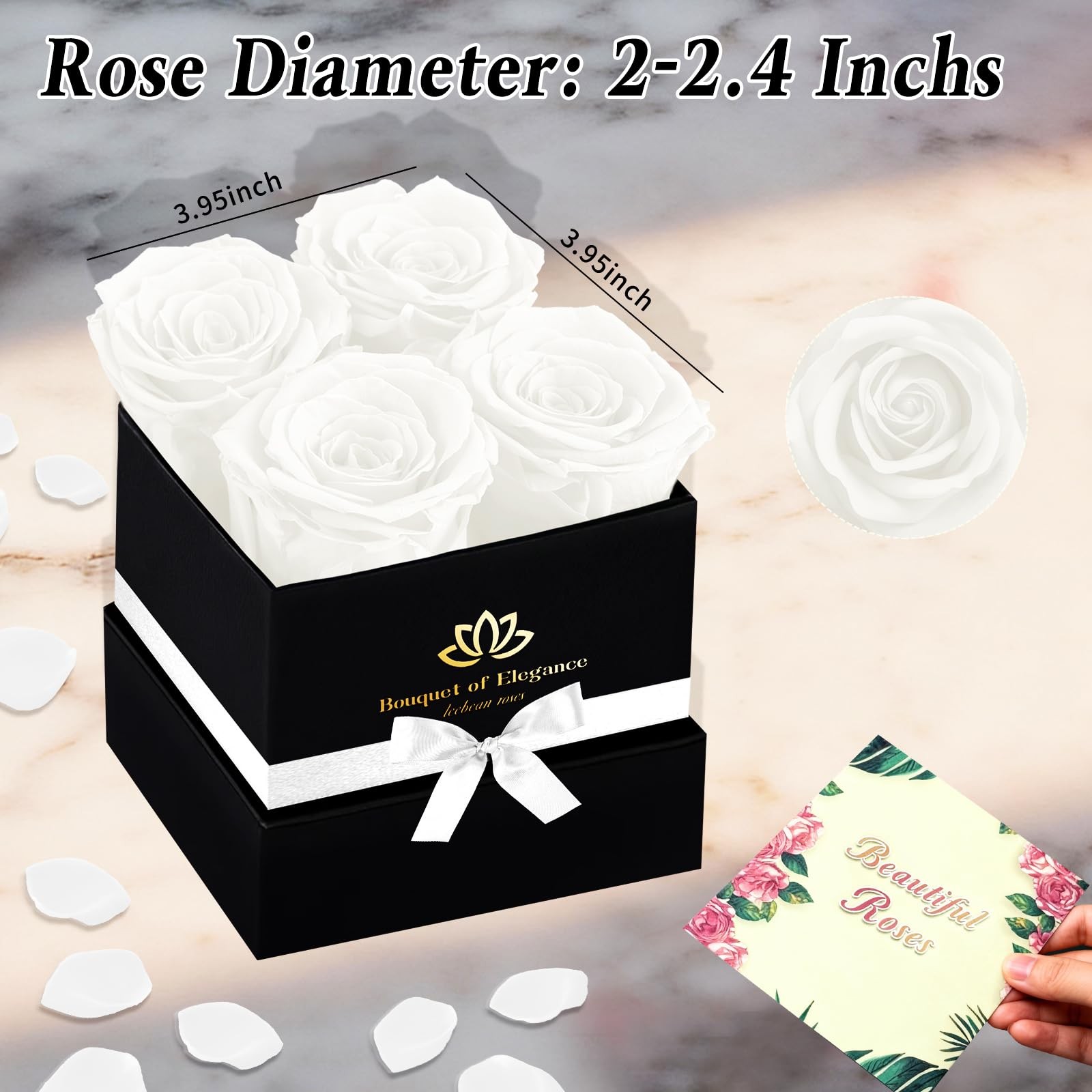 White Forever Flowers Roses In Box Real Preserved Valentines Mothers Day