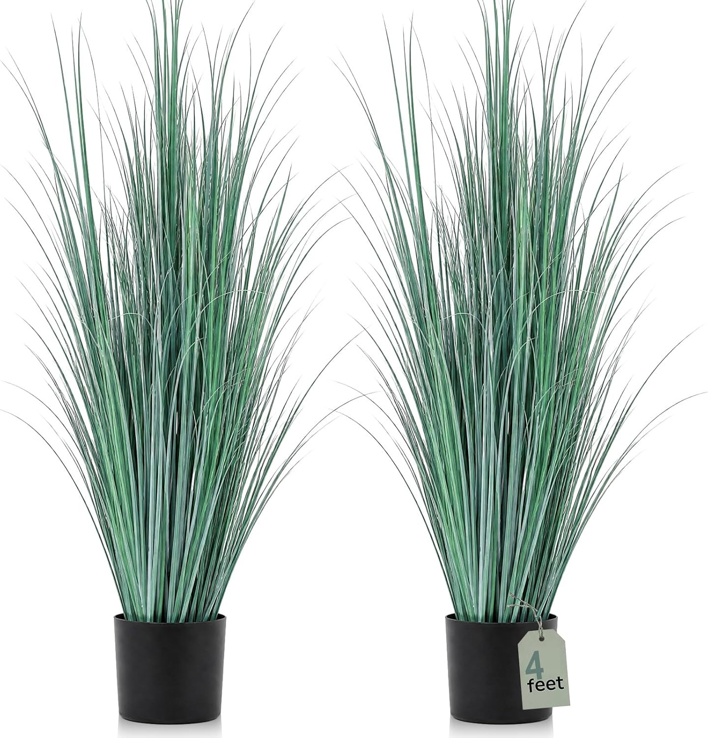 2 Pieces 4 Ft Tall Artificial Grass Plant Potted Artificial Greenery Floor Plant