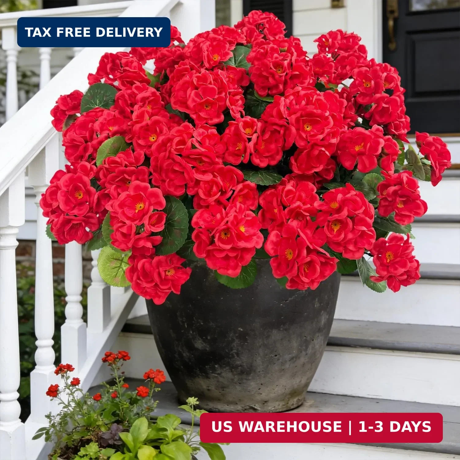 Ouddy Decor Artificial Geranium Flowers for Outdoors, Fake Silk Flowers UV Resis