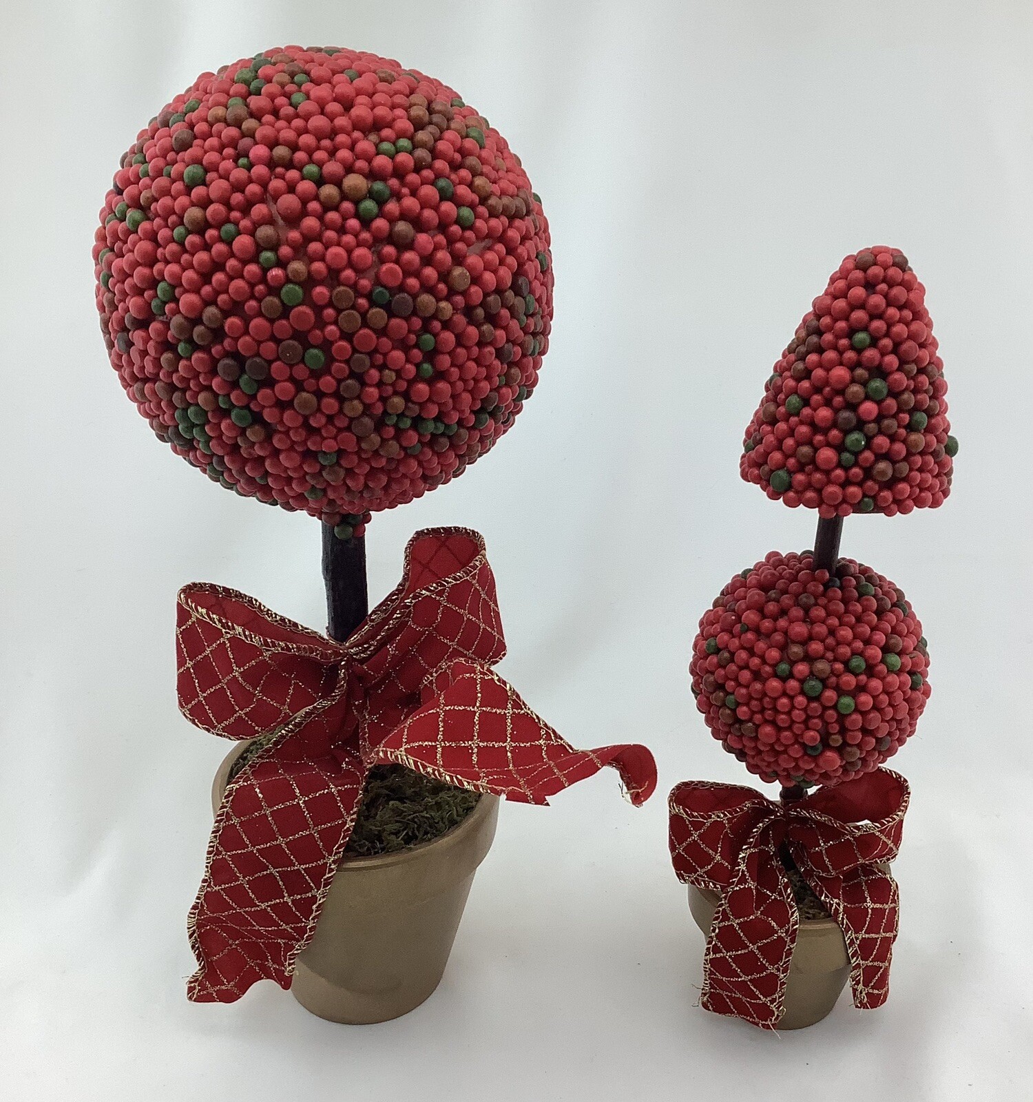 Berry Topiary Set Ceramic Plant Pot Faux Multicolor Berries 230822/BA2