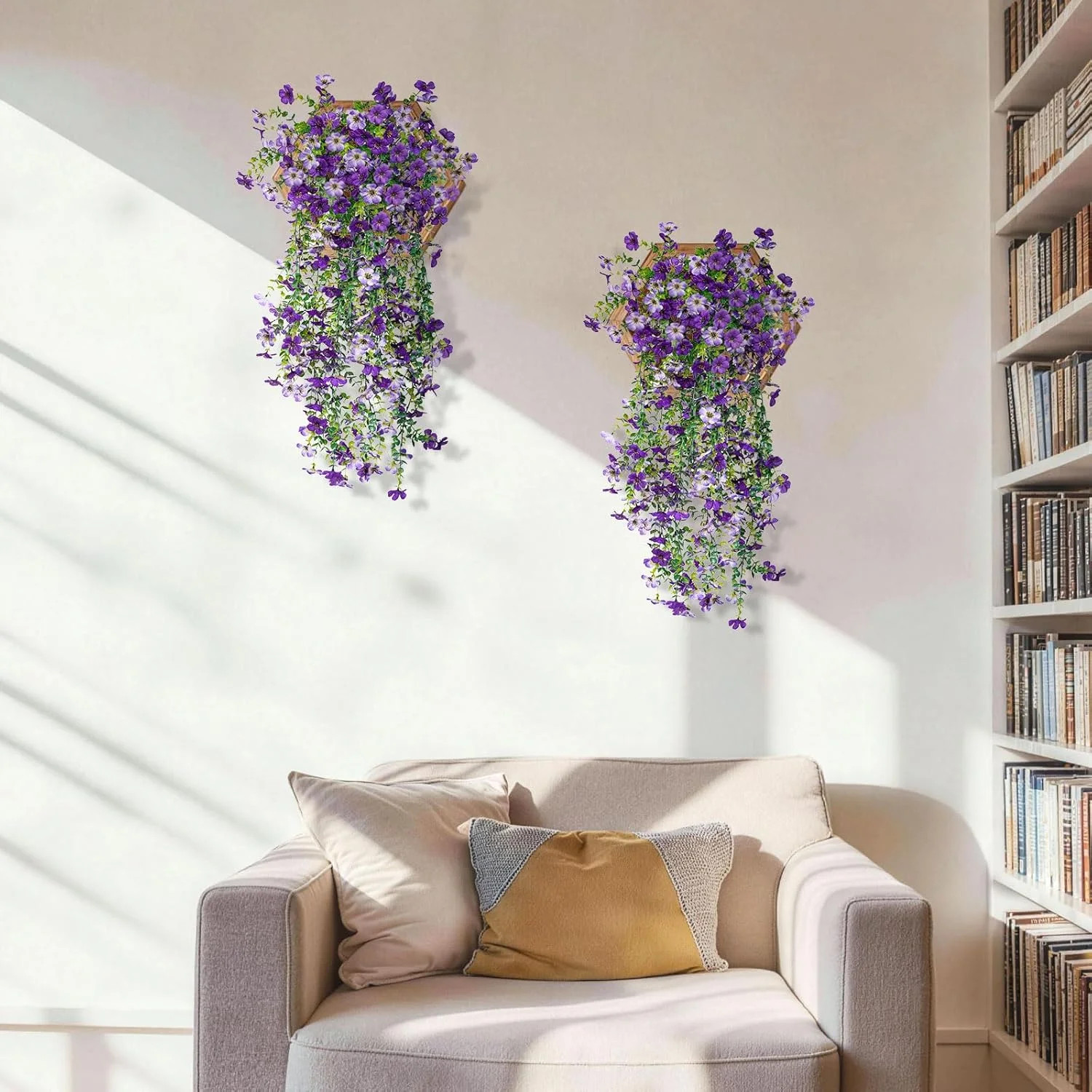 Artificial Hanging Flowers for Outdoors Faux Plants Spring Porch Decor 2 Pcs