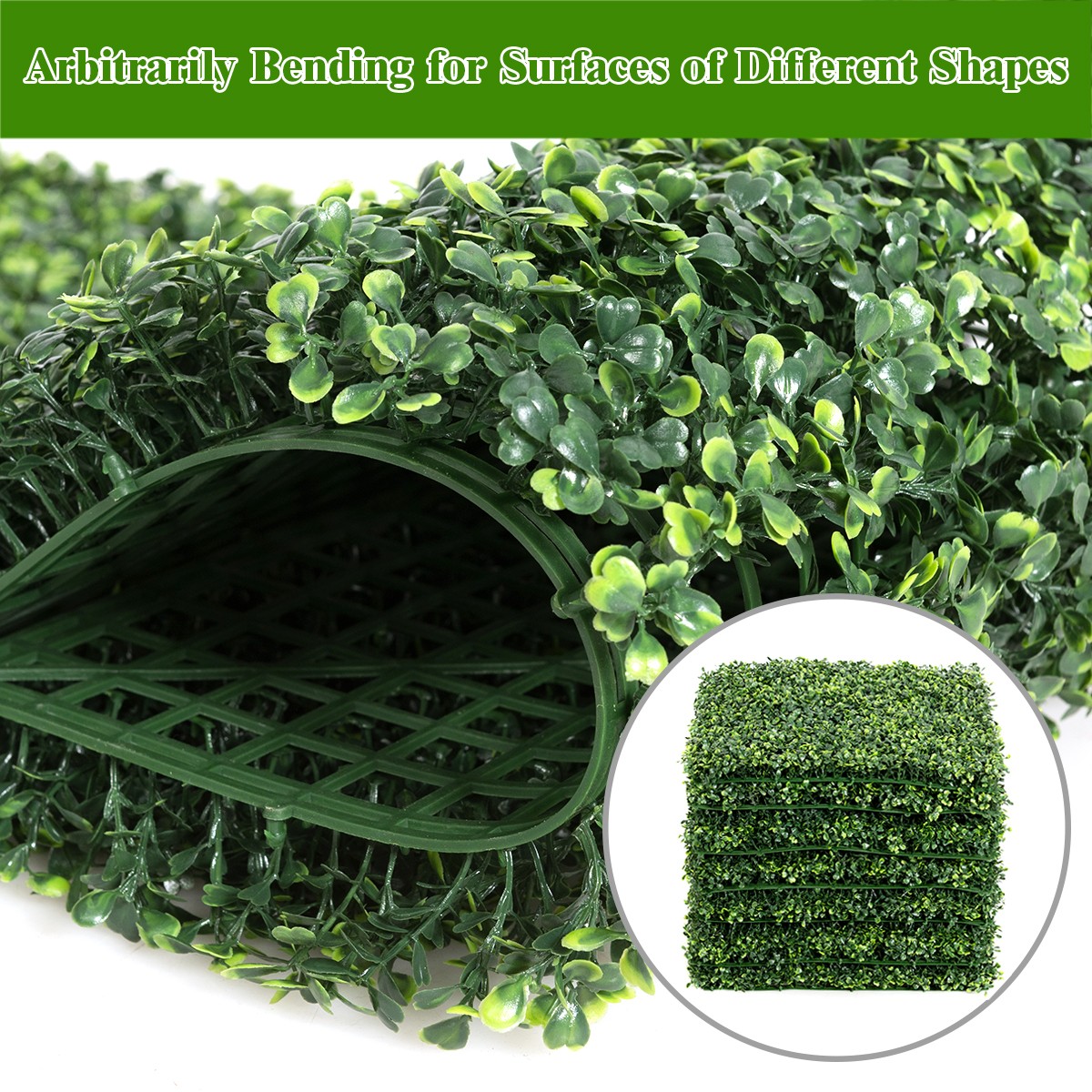 12 PCS 20″x20″ Artificial Boxwood Plant Wall Panel Hedge Privacy Fence Green