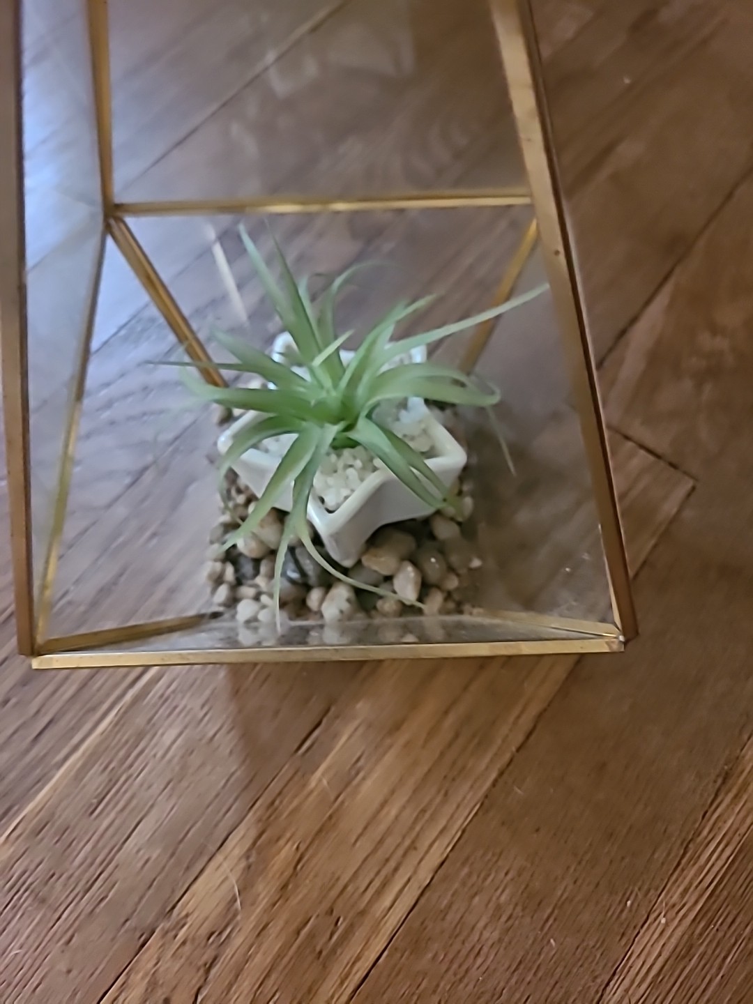 Pyramid Glass Geometric Terrarium Box Hanging Planter Artificial Suculents
