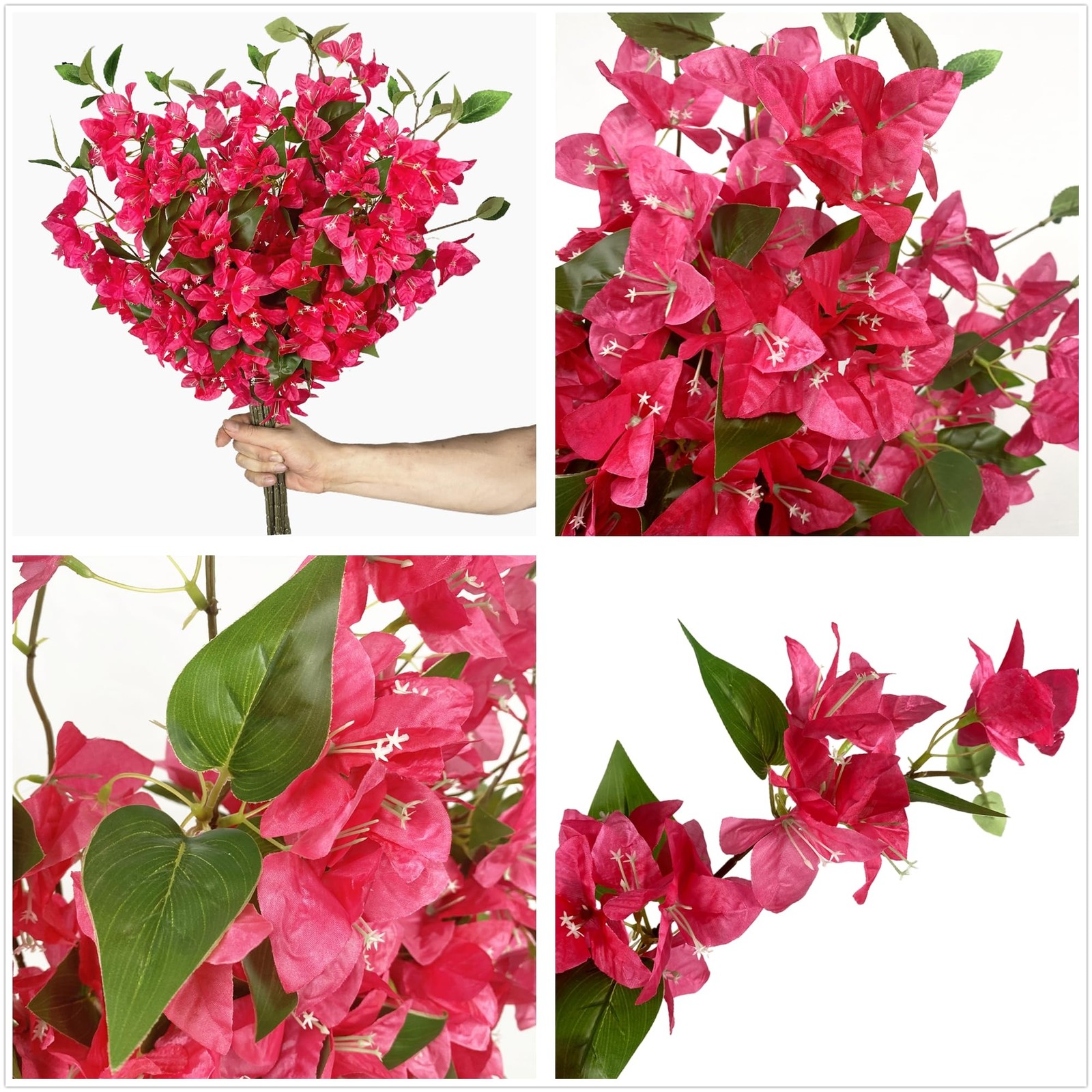 Pack of 20 – Artificial Bougainvillea Flowers Silk Floral Stems Hanging Bouga…