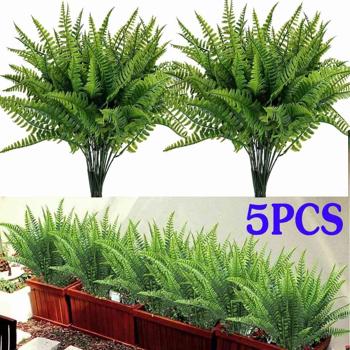 5PCS Artificial Fake Boston Fern Plants Bushes Artificial Ferns Outdoor Decor