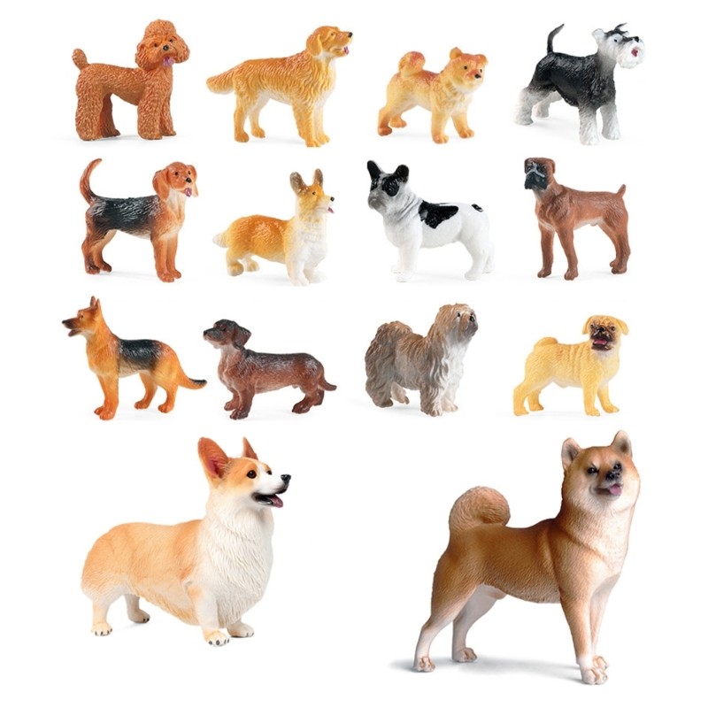 Artistic Plastic Dog Mini Figurines For Educational Play Toy And Interior Decors