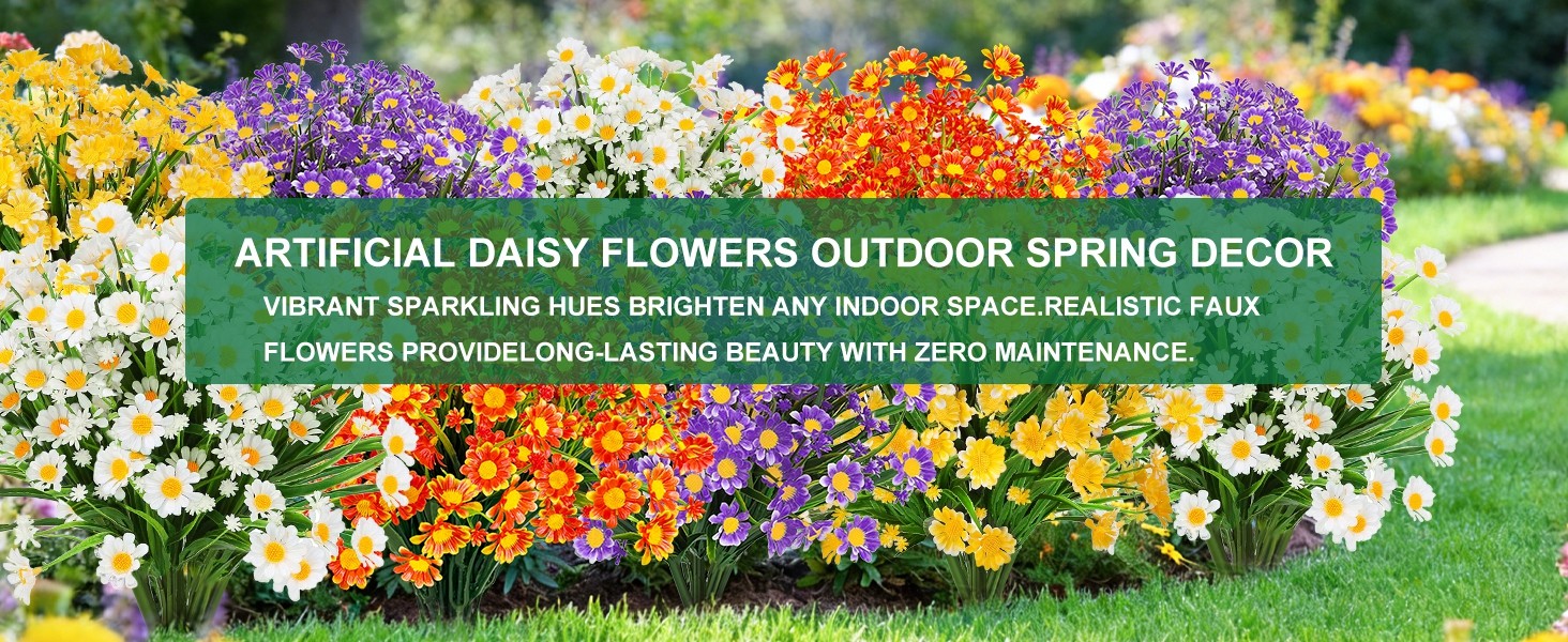 8 Bundles Artificial Mums for Outdoors Fall Flowers UV Resistant Fall Decor |