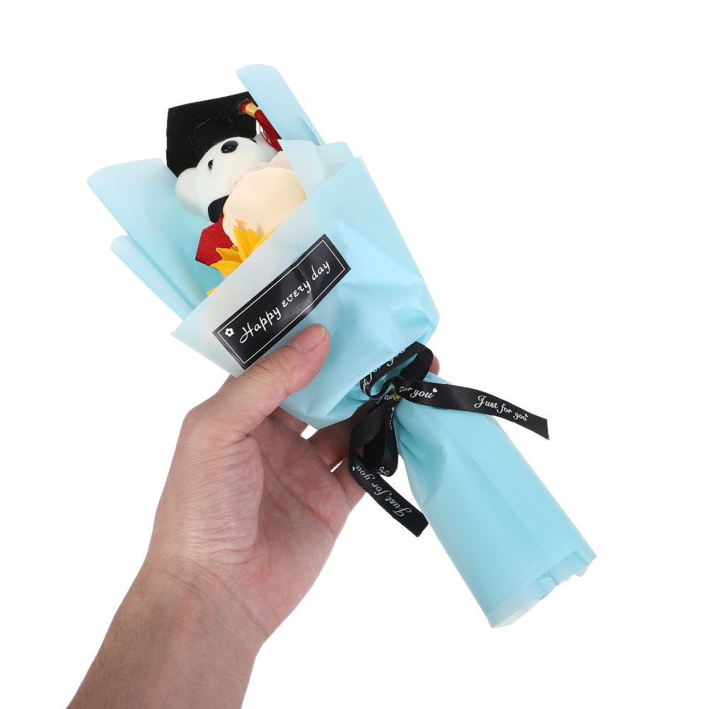 Graduation Flower Bouquet Artificial Stuffed Animals Decorated Bear for