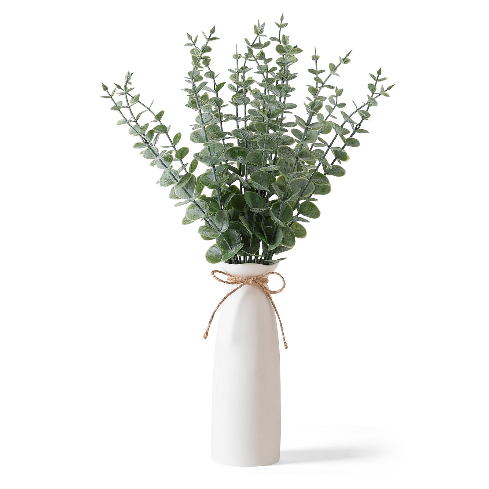 Artificial Eucalyptus Stems in White Vase Boho Farmhouse Decor 20 PCS